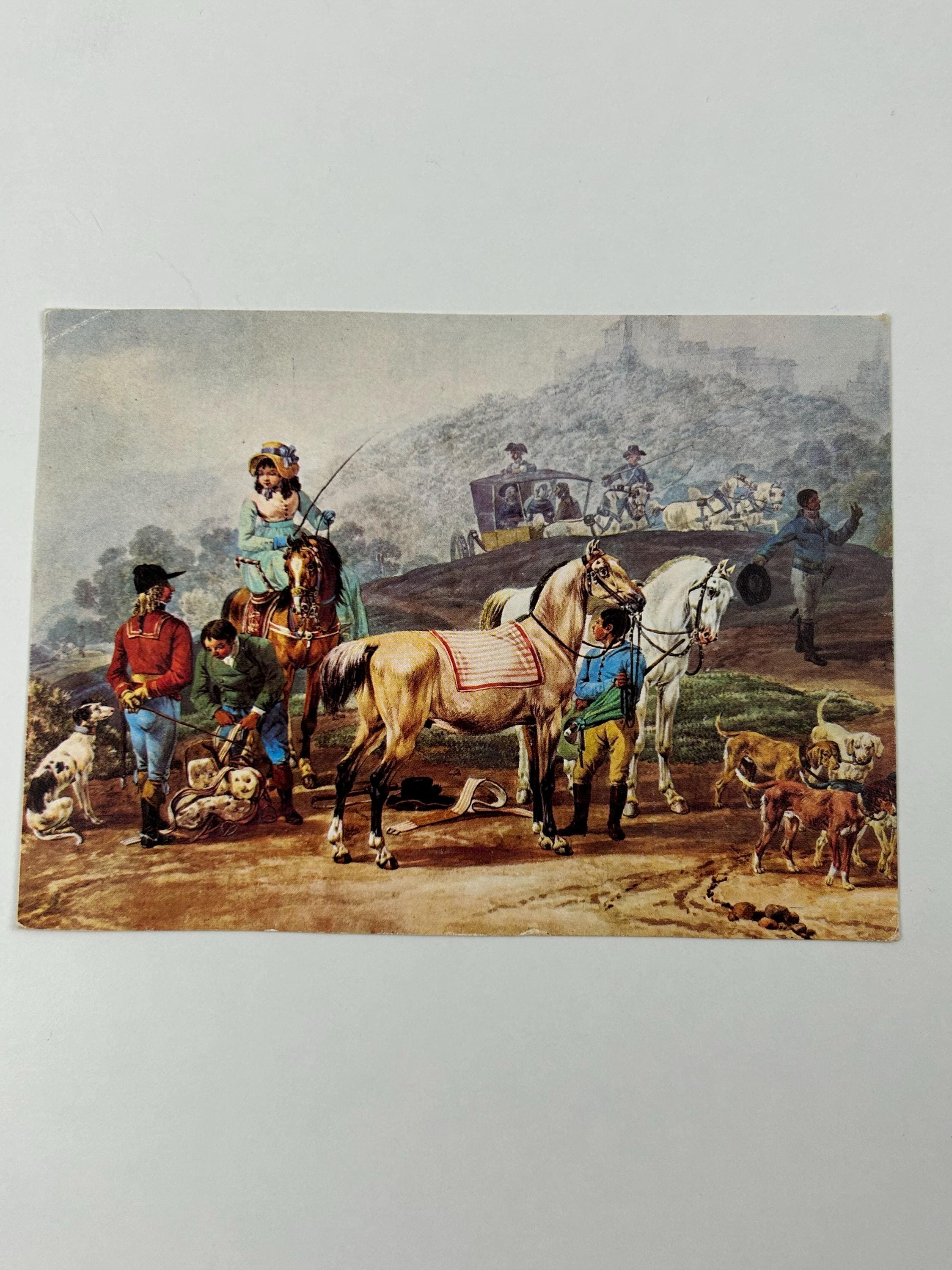 Postkarte Wilhelm von Kobell Aufbruch Jagd Postkartensammlung Sammler Panorama retro Karte Ansichtskarte alt Dekoration Andenken historisch