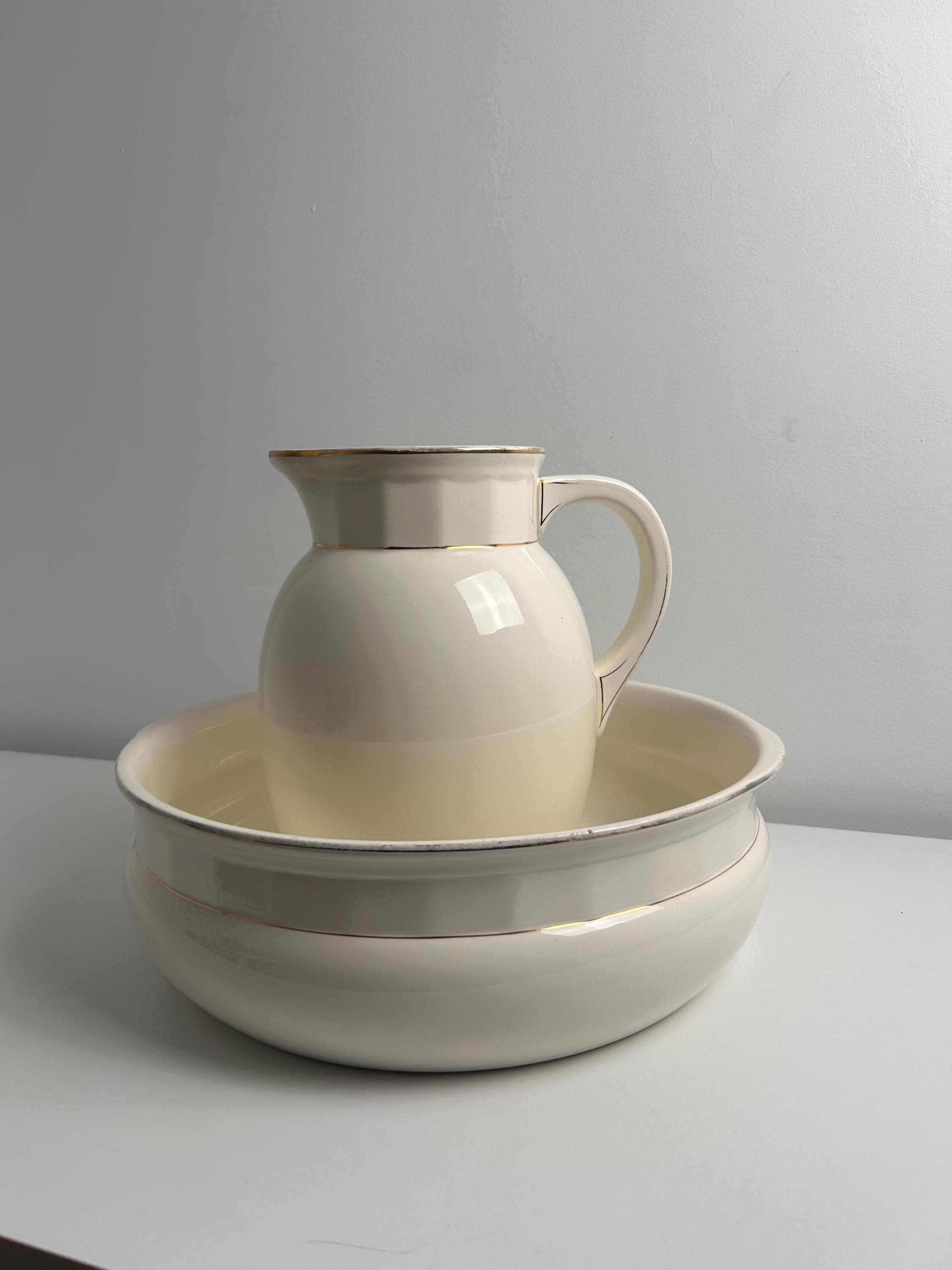 Antikes Waschset Villeroy & Boch riesige Waschgarnitur antik Waschkrug alt Waschschüssel Bad Jugendstil Dekoration Einrichtung chateaucore