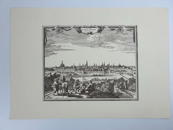 Stadtplan Augsburg Antik 43x30cm II