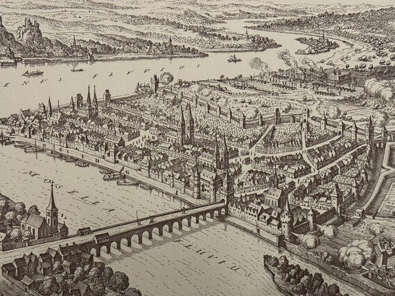 Stadtplan Koblenz Antik 43x30cm