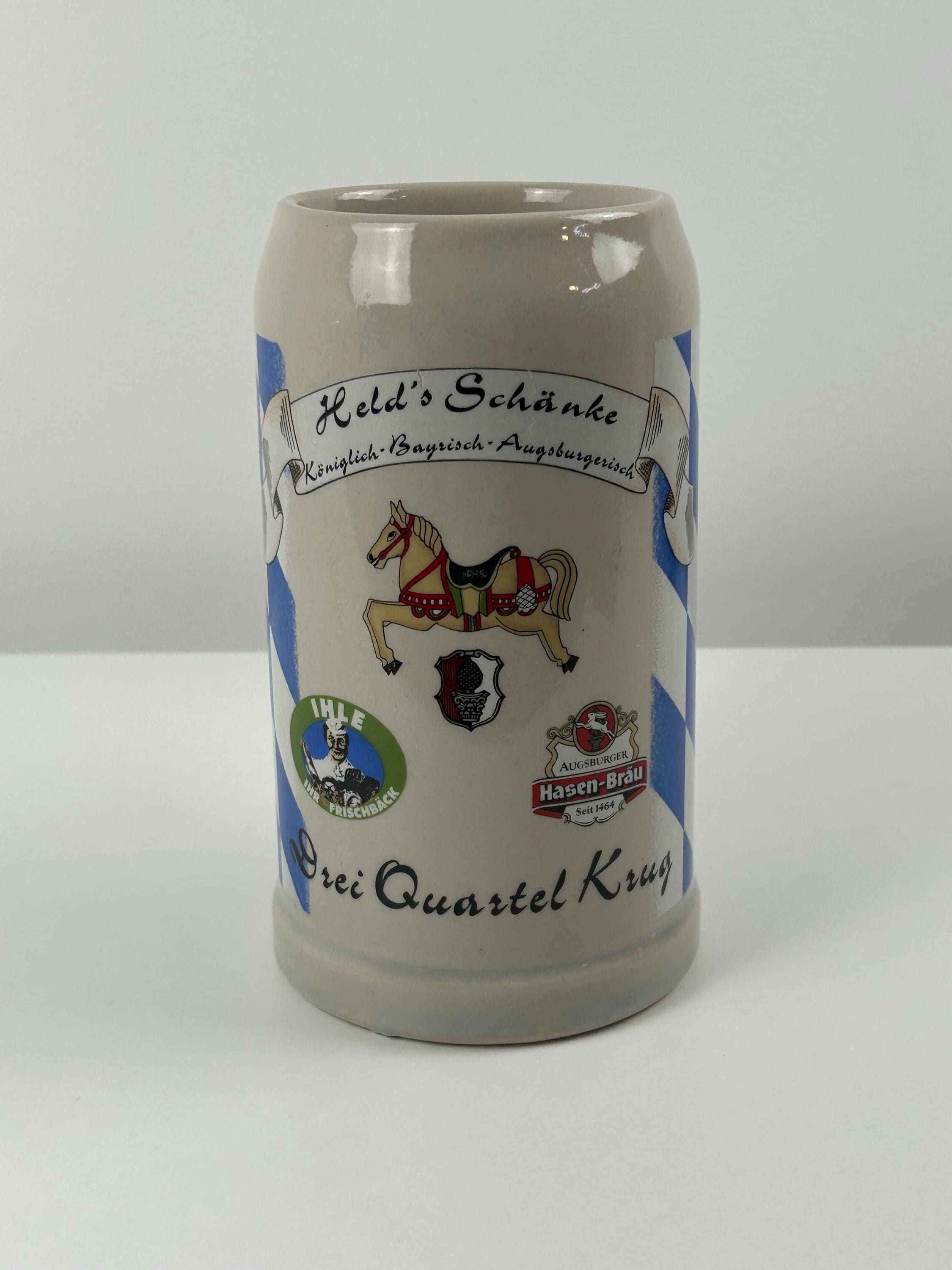 Bierkrug 20cm 7,9" vintage Bierkrug König Ludwig Bayern Pferd Bier trinken Steingut Dekoration bayerisch modern Einrichtung Bier Sammler