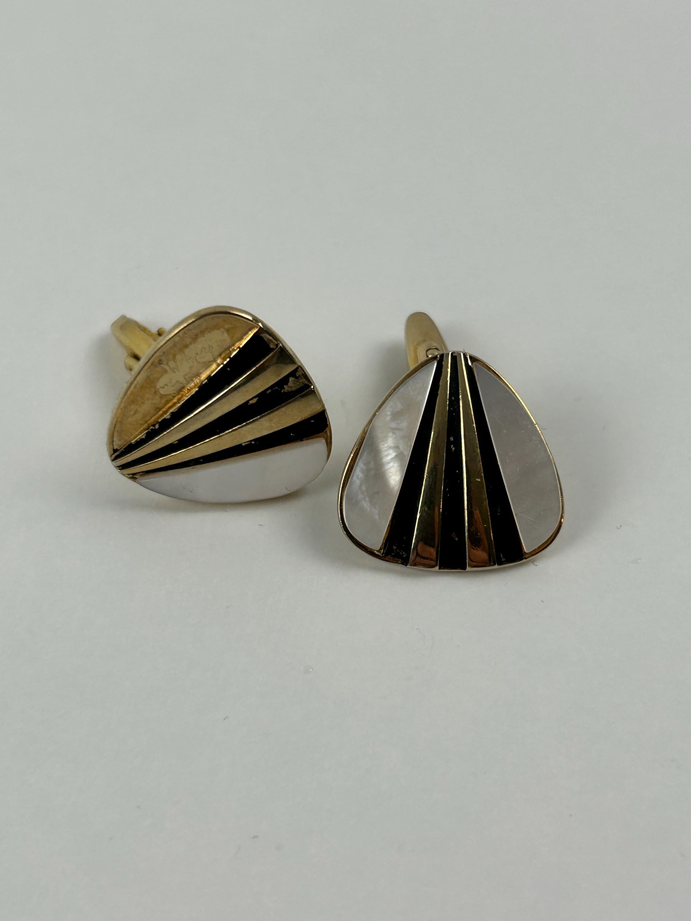 Manschettenknöpfe Art-Déco Stil Herrenschmuck vintage Männerschmuck retro Schmuck thrift Goldschmuck Manschette Vintageschmuck Opa Schmuck