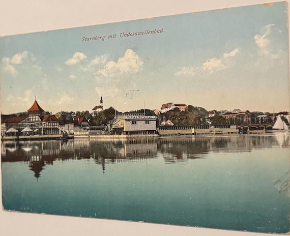 Postkarte Starnberg Undosa Wellenbad Künstlerkarte