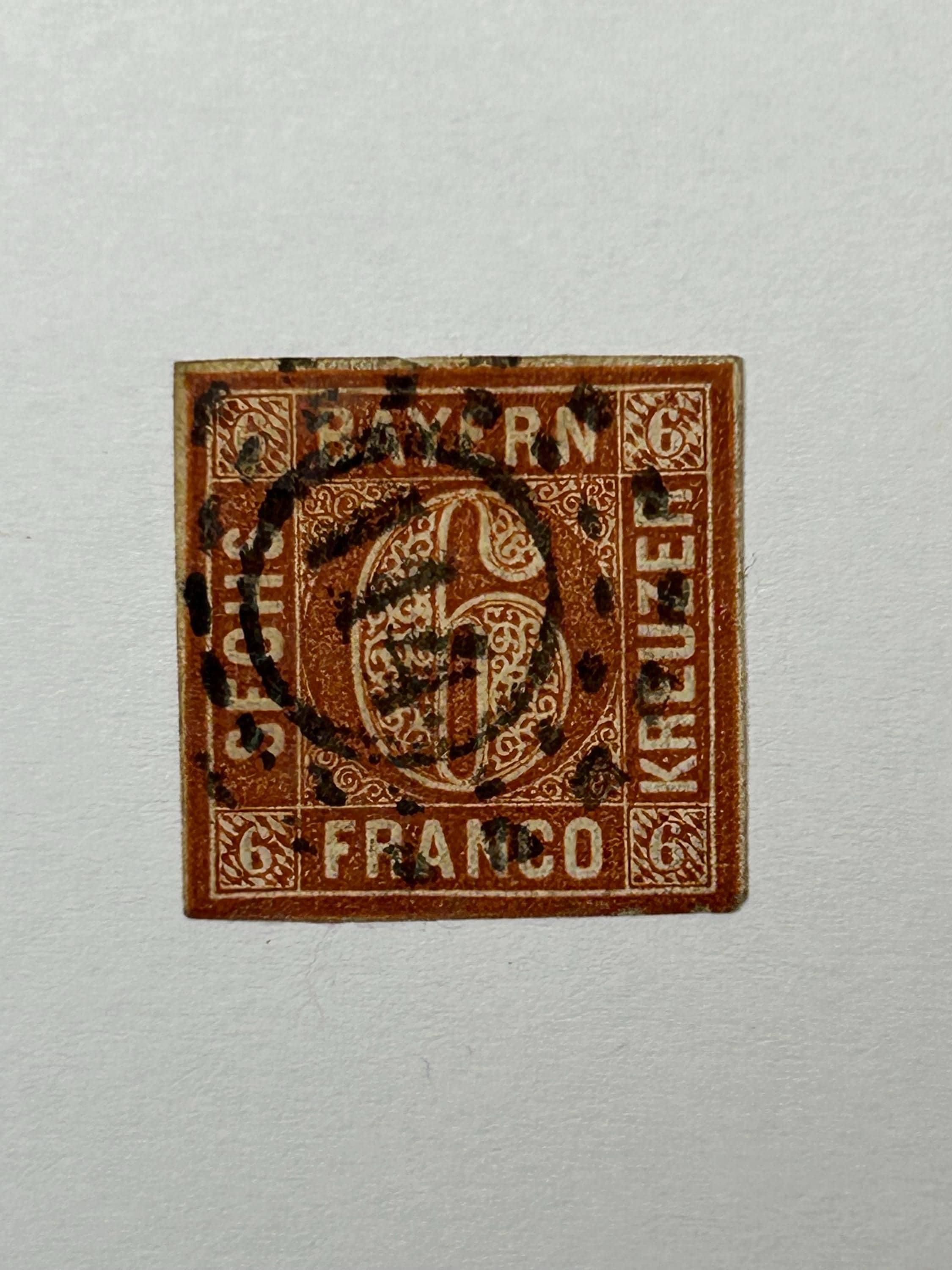 6 Kreuzer Bayern 1850 antik Briefmarken retro Post vintage Postwertzeichen