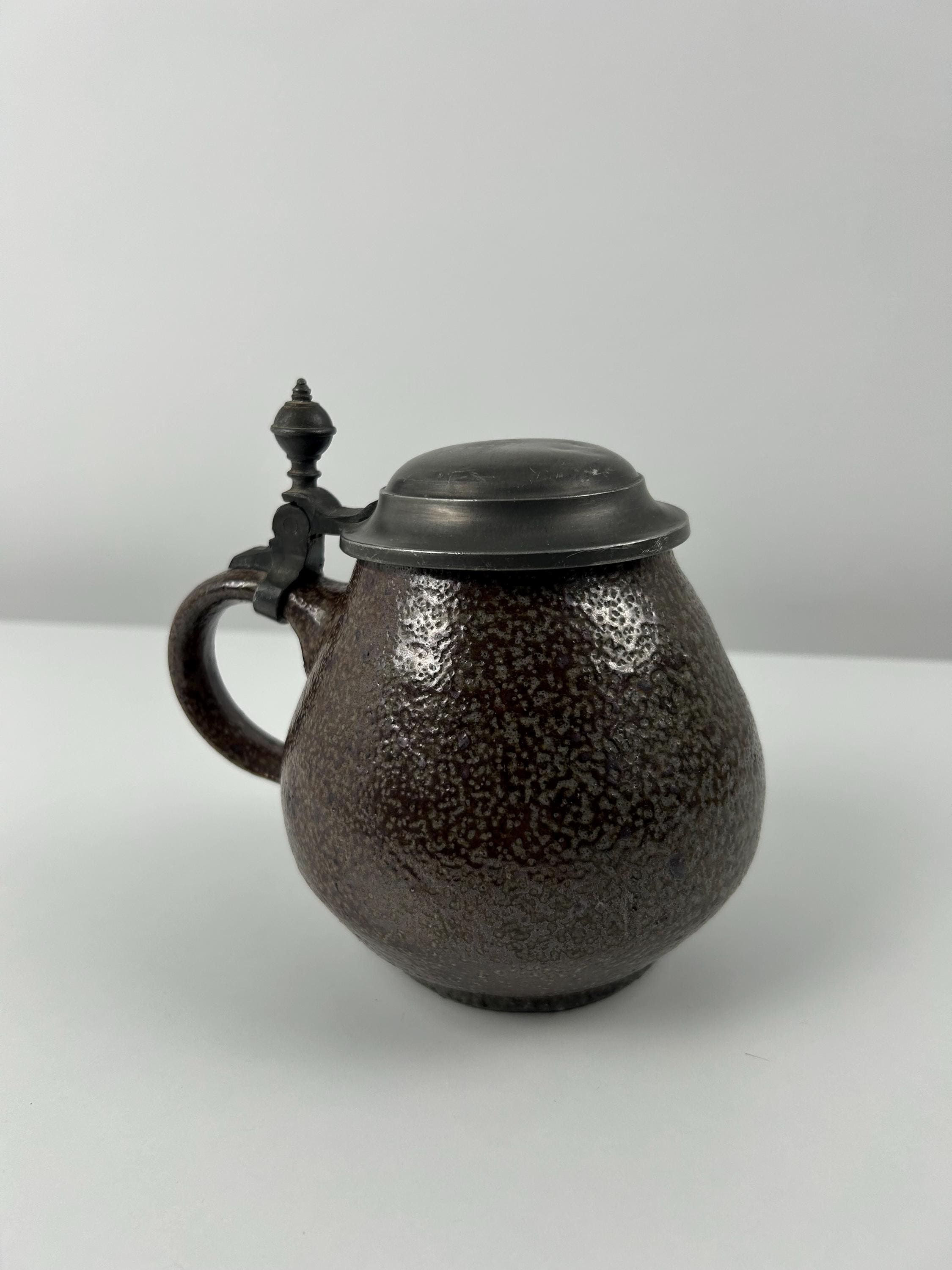 Wundervoller Bierkrug mit Zinndeckel retro Bierglas vintage