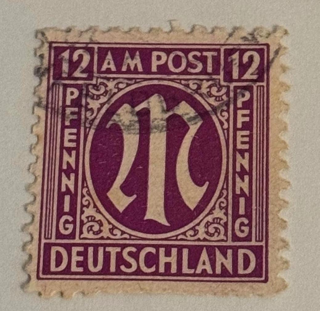 Vintage Briefmarke 1945 AM POST Deutschland Gestempelt Briefmarkensammlung antik Philatelie Postwertzeichen alt Briefmarkensammler Sammler
