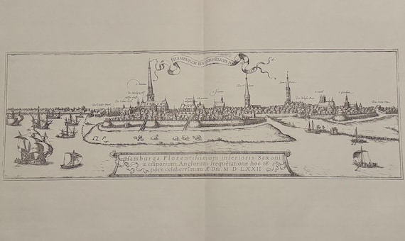 Stadtplan Hamburg Antik 60x43cm