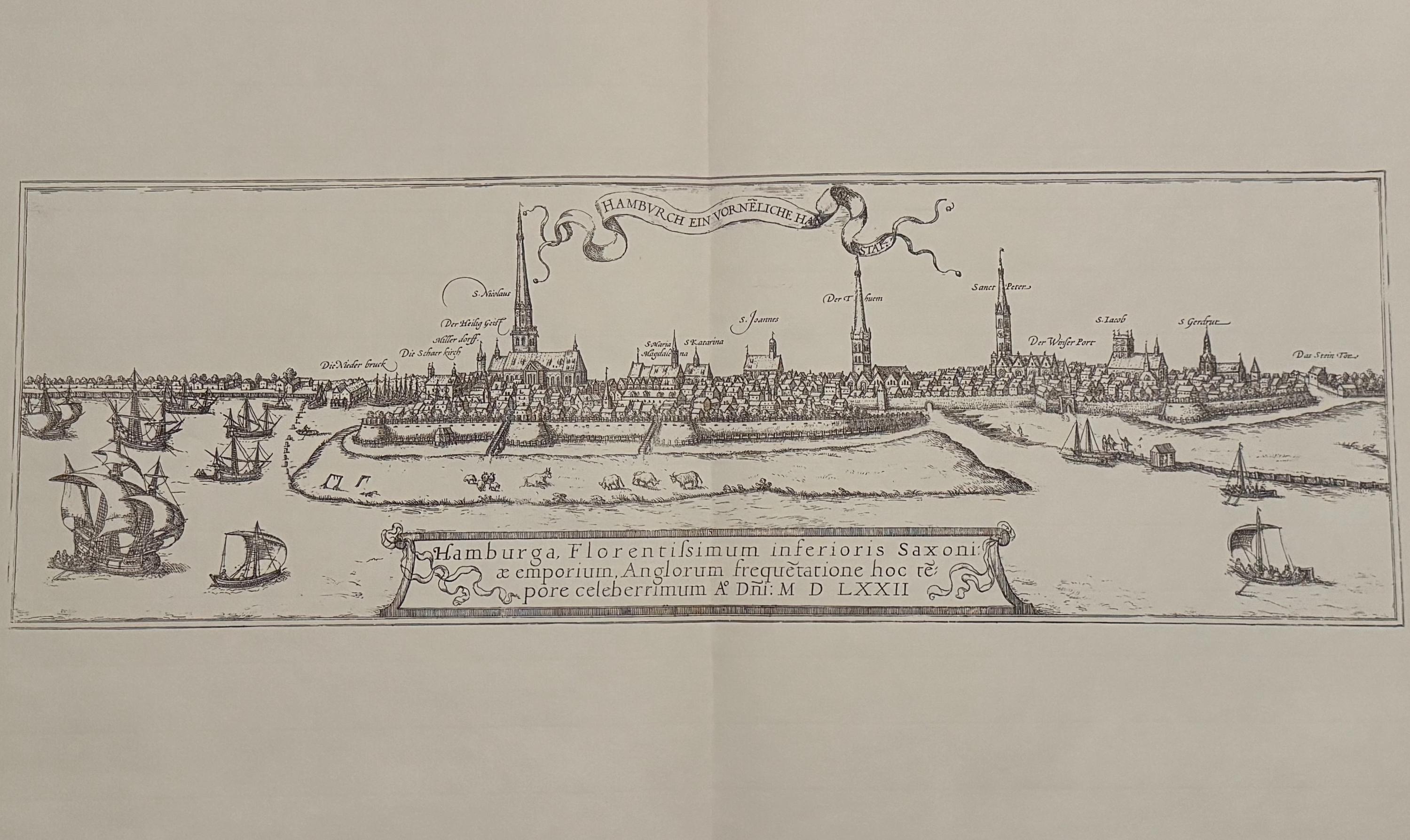 Stadtplan Hamburg vintage Kunstdruck | Antike Landkarte Wanddeko Historisches Bild Wohnzimmer Dekoration Landkarte alt