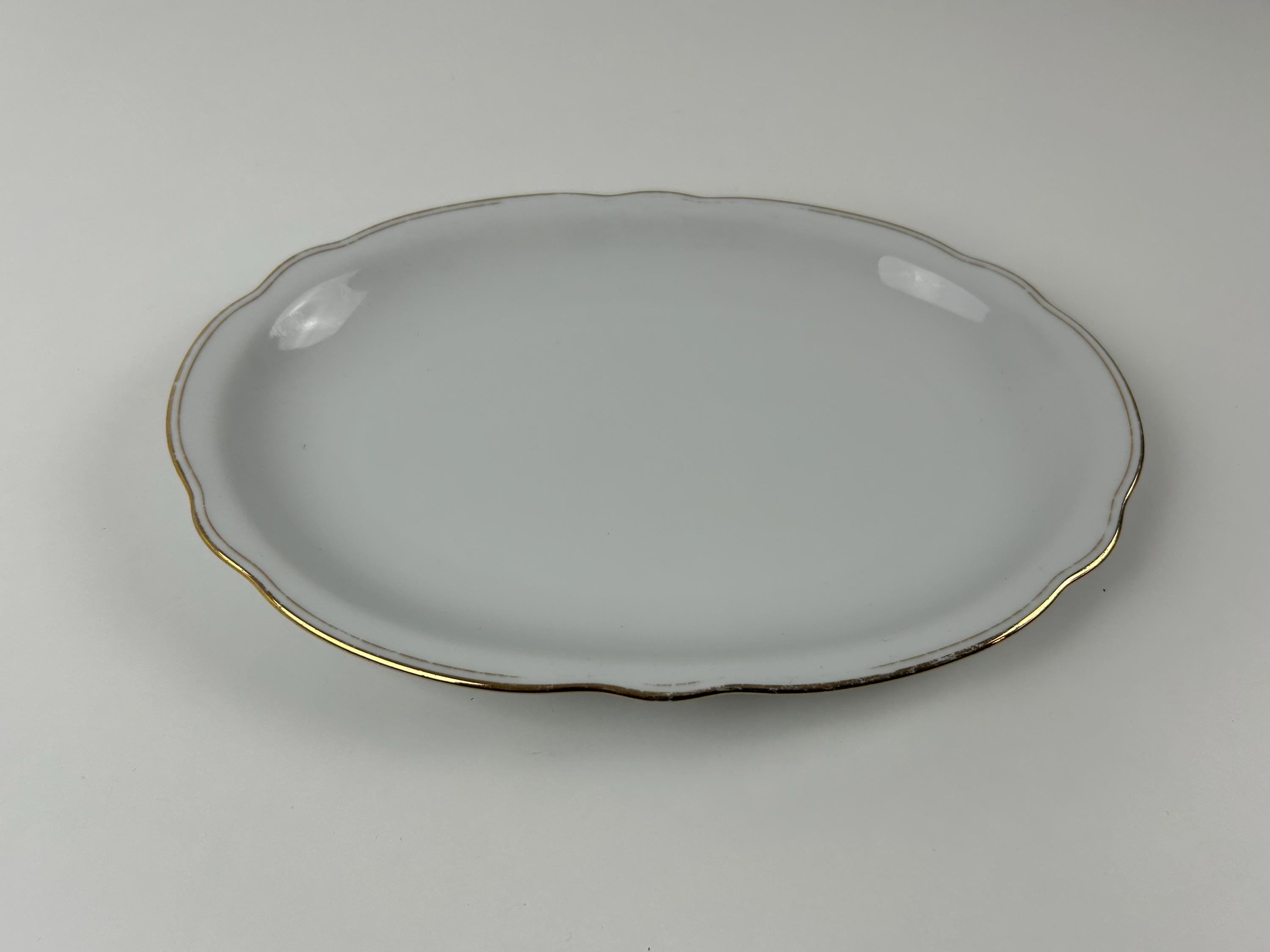 Servierplatte vintage weiß goldrand von Schirnding