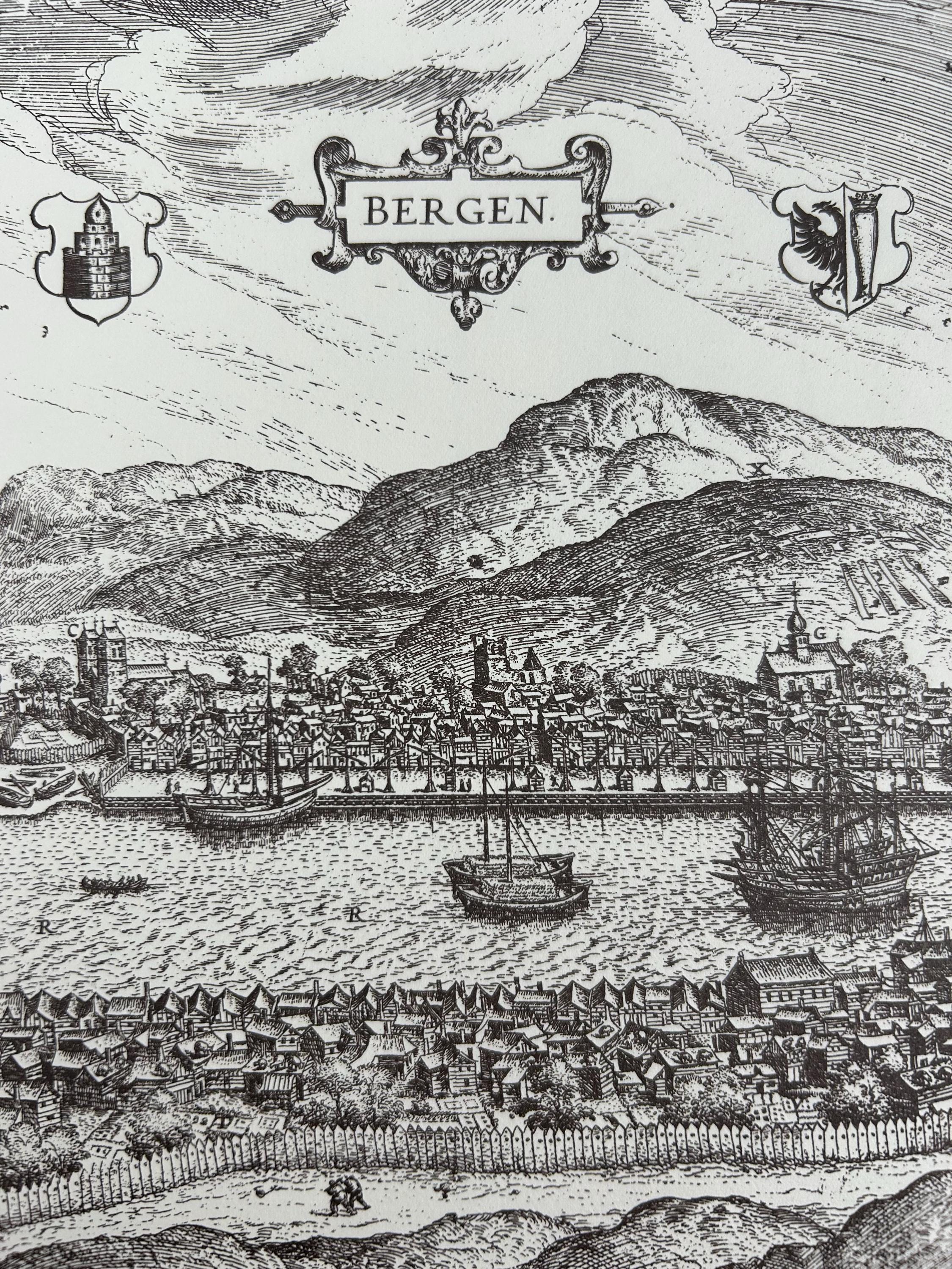 Bergen Stadtplan Landkarte 43x30 cm 16,92x11,81 in Dekoration vintage Wohndekoration Bild Wand Wandkarte Dekotipps Kartensammler Dekotipps