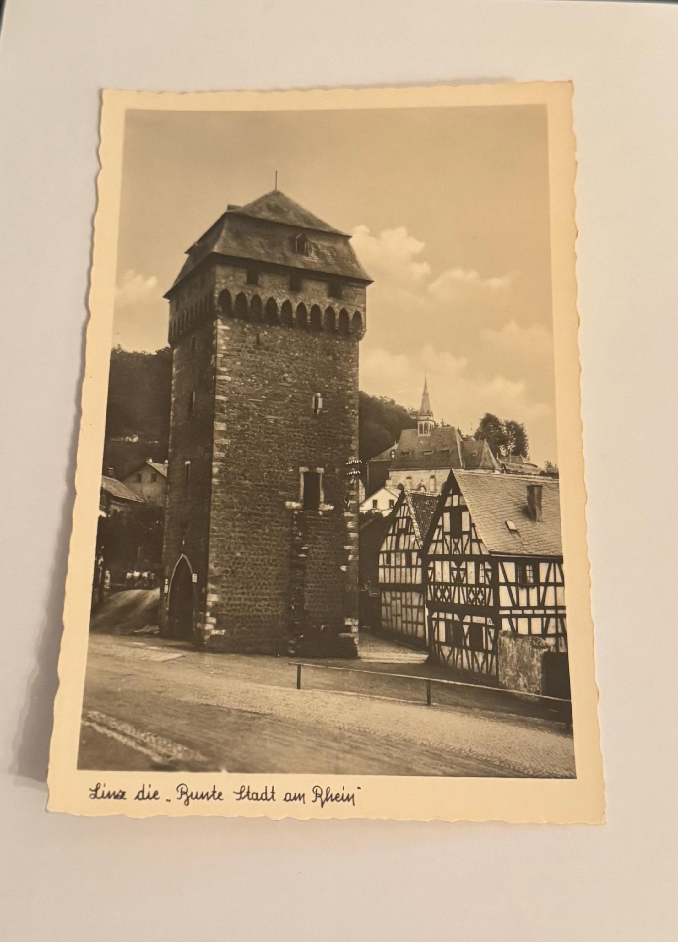 Postkarte Linz am Rhein 1950er Jahre vintage Postkarte Künstlerkarte Ansichtskarte Sammler Karten Sammlung retro Postkartensammlung