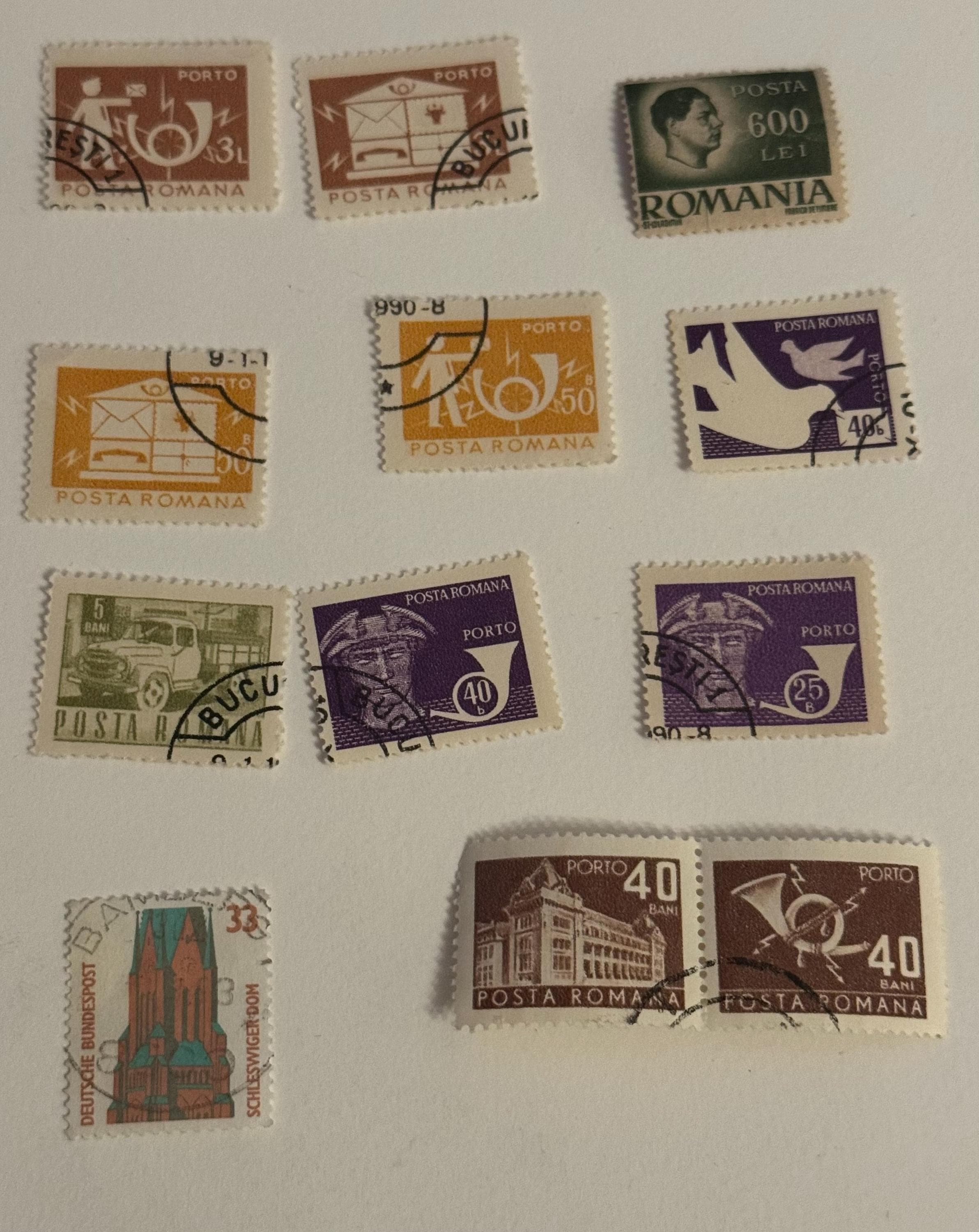 Vintage Briefmarken SET Posta Romana & Deutsche Bundespost vintage Briefmarken Briefmarkensammlung Philatelie  Bayern Philatelie Rumänien
