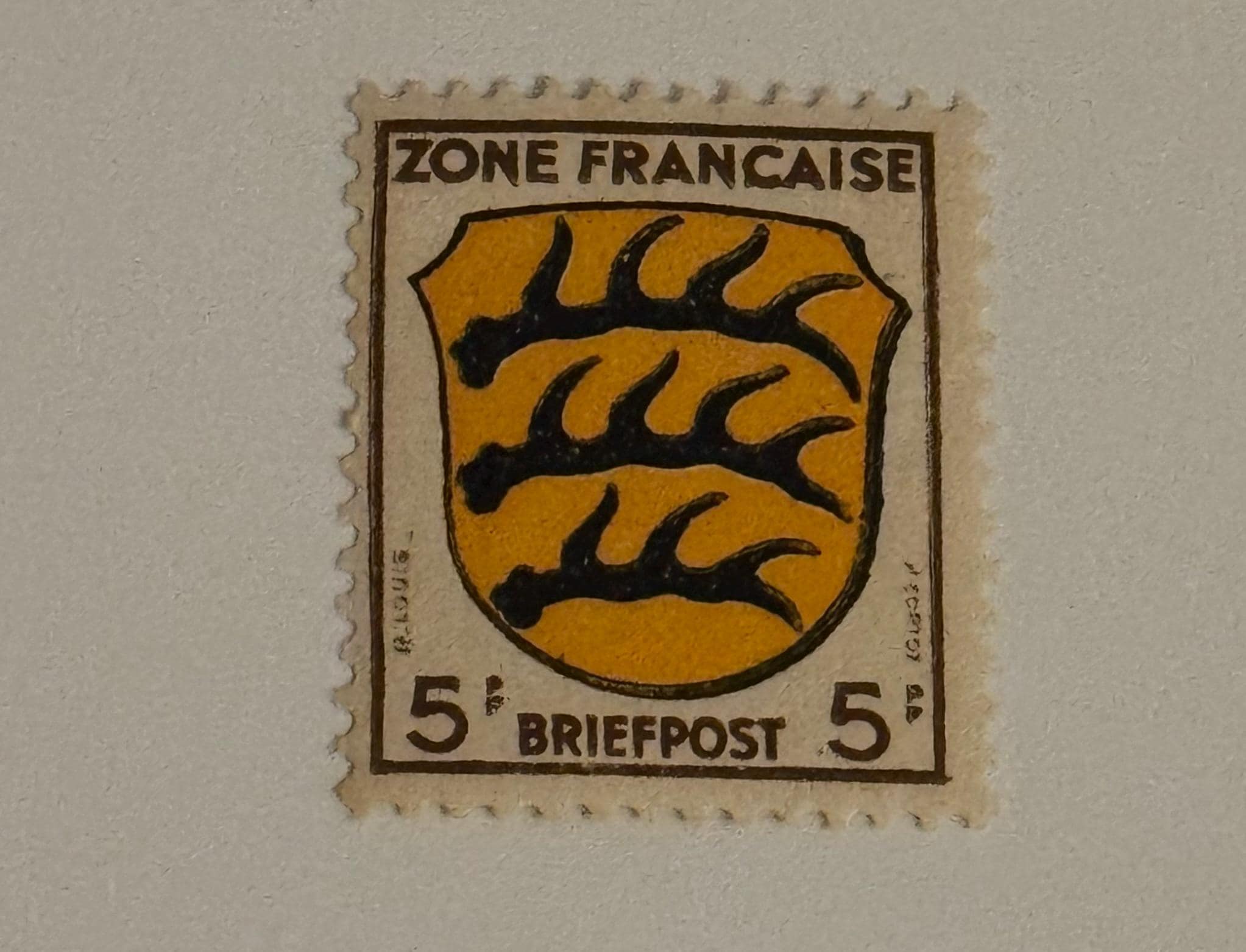 Französische Zone Briefmarke 5 Pf Briefmarke ungestempelt Briefmarkensammlung Philatelie alt Briefmarkensammler