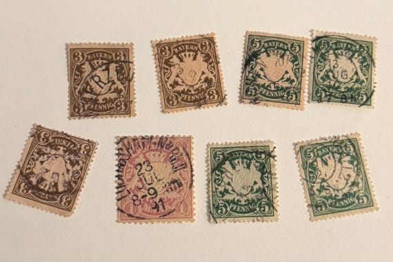 Antikes Bayern Wappen Briefmarken Set