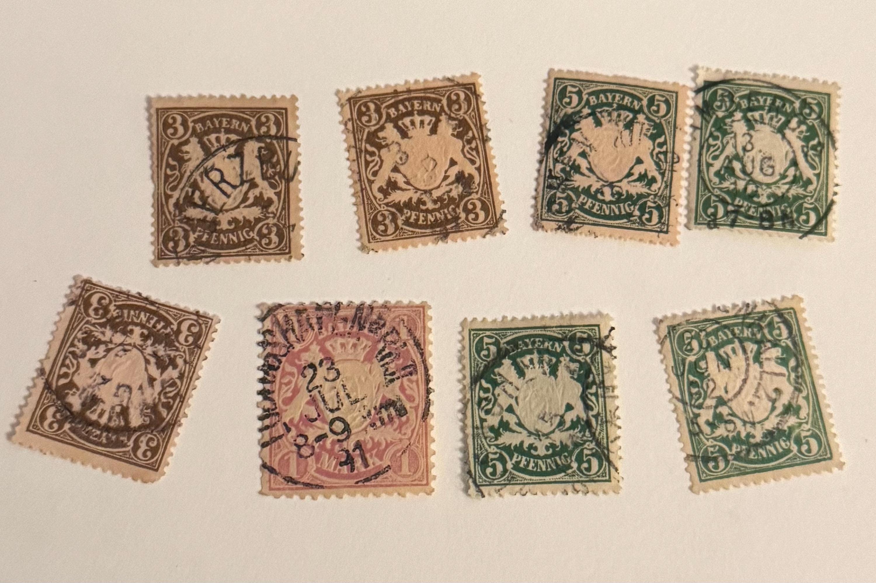 Antikes Bayern Wappen Briefmarken Set