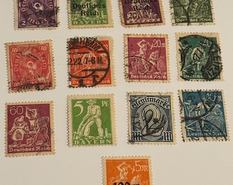 13x Original Weimarer Republik Briefmarken Set Historische Briefmarken Altdeutschland Briefmarkensammlung Philatelie alt Briefmarkensammler