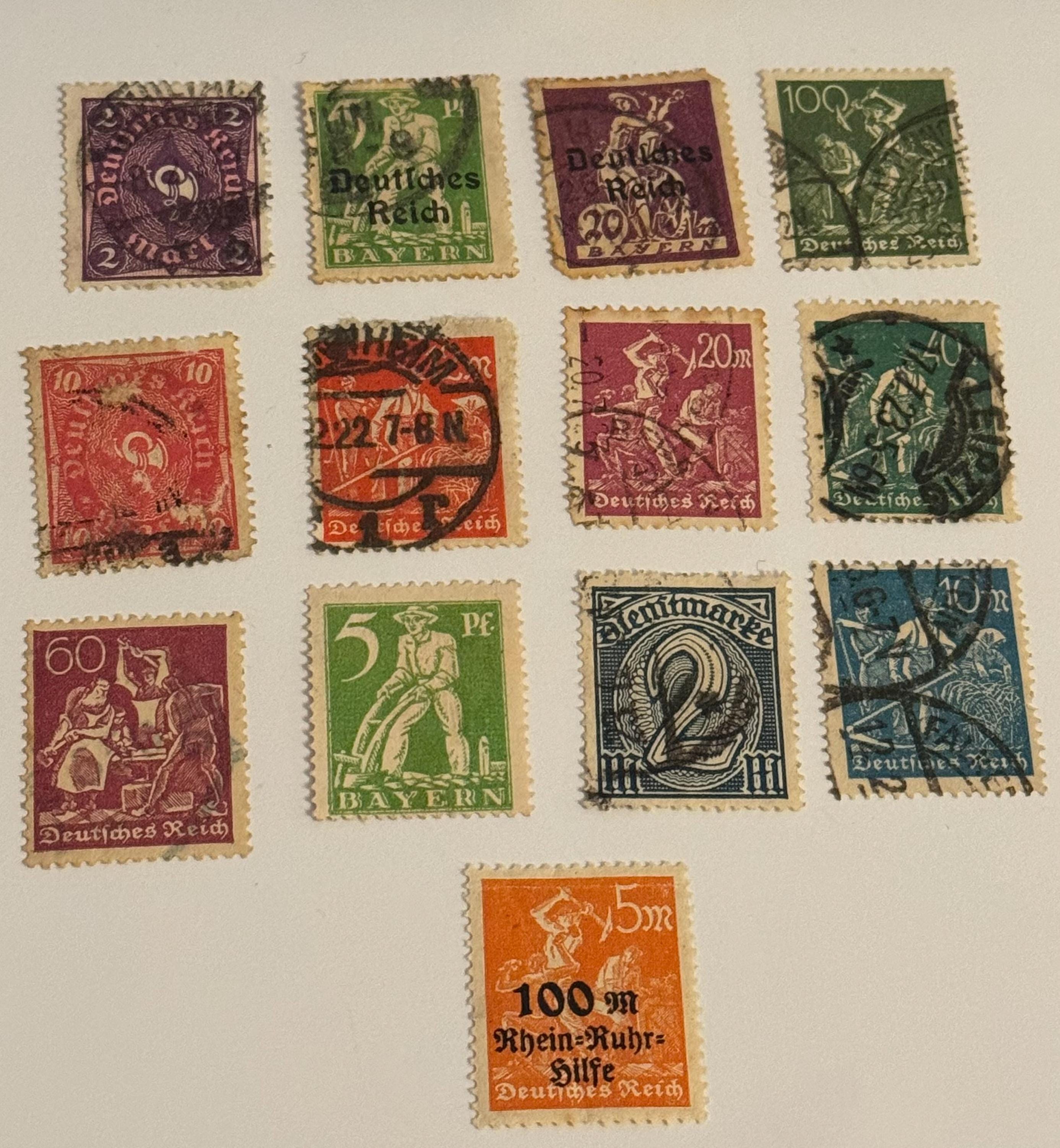 13x Original Weimarer Republik Briefmarken Set Historische Briefmarken Altdeutschland Briefmarkensammlung Philatelie alt Briefmarkensammler