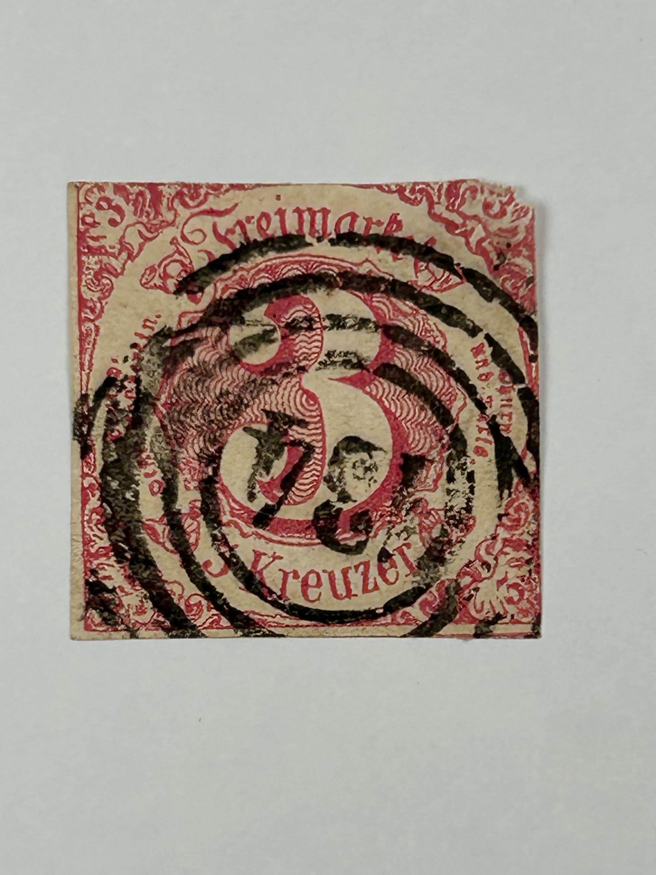 Briefmarke 3 Kreuzer Thurn Taxis gestempelt Postwertzeichen Porto Stempel Freimarke Briefmarkensammlung Philatelie Altdeutschland Bayern