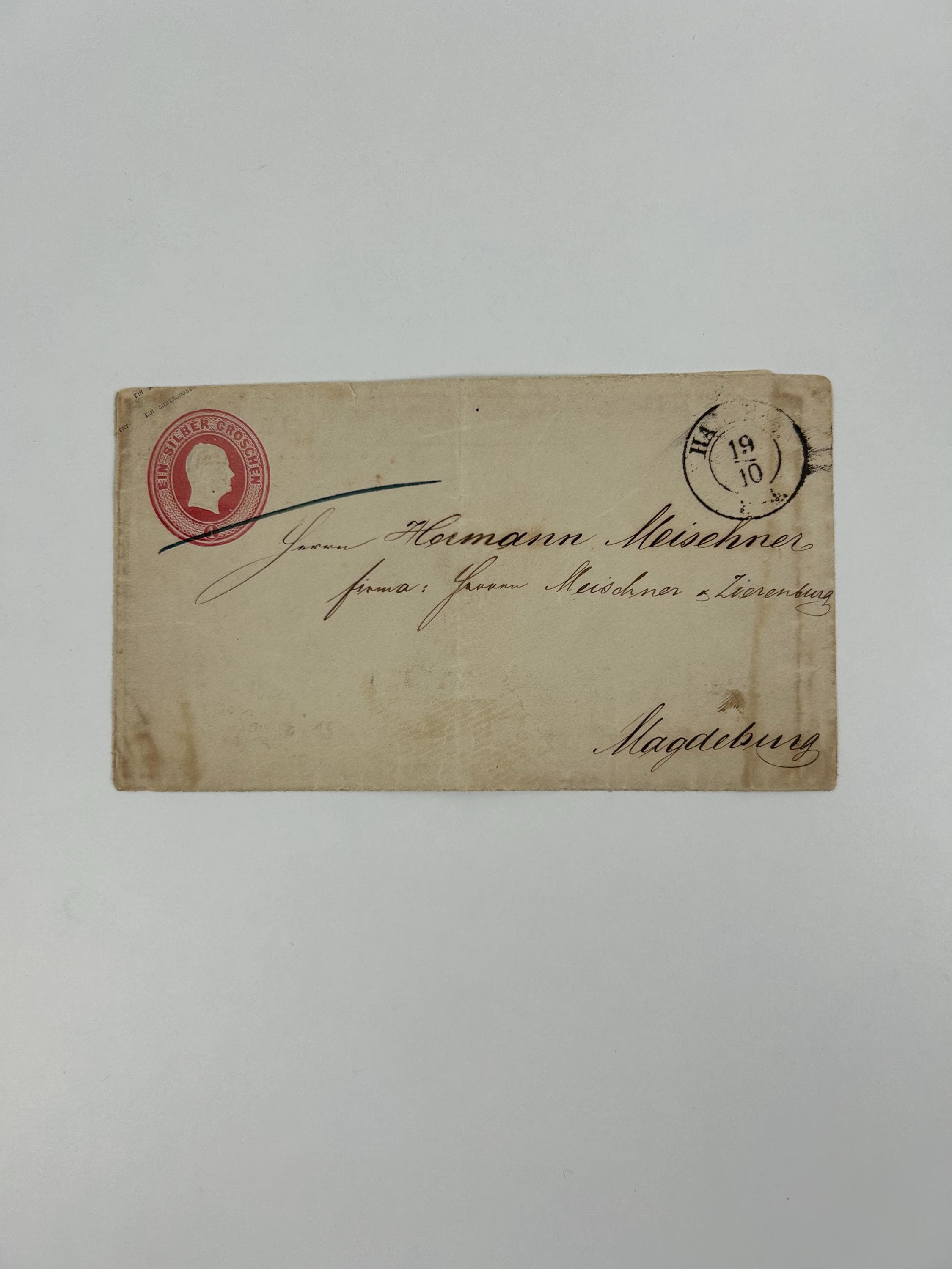 Briefkuvert vintage Briefmarke silber Groschen Brief antik Post 1900 Briefsammler Briefmarkensammler Antike Briefe Altdeutschland Magdeburg