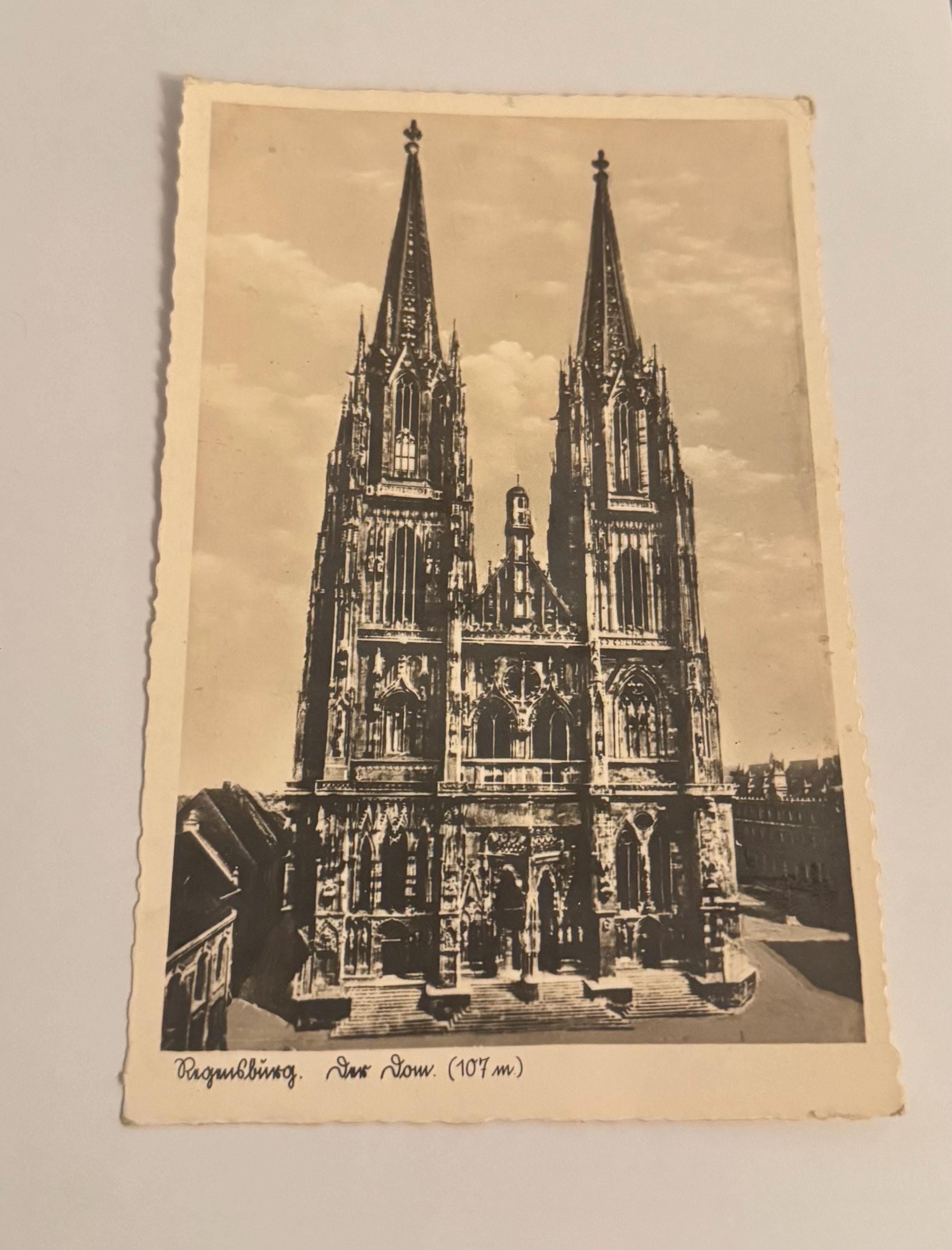 Postkarte Regensburger Dom 1930er/40er Jahre vintage Postkarte Künstlerkarte Ansichtskarte Sammler Karten Sammlung retro Postkartensammlung