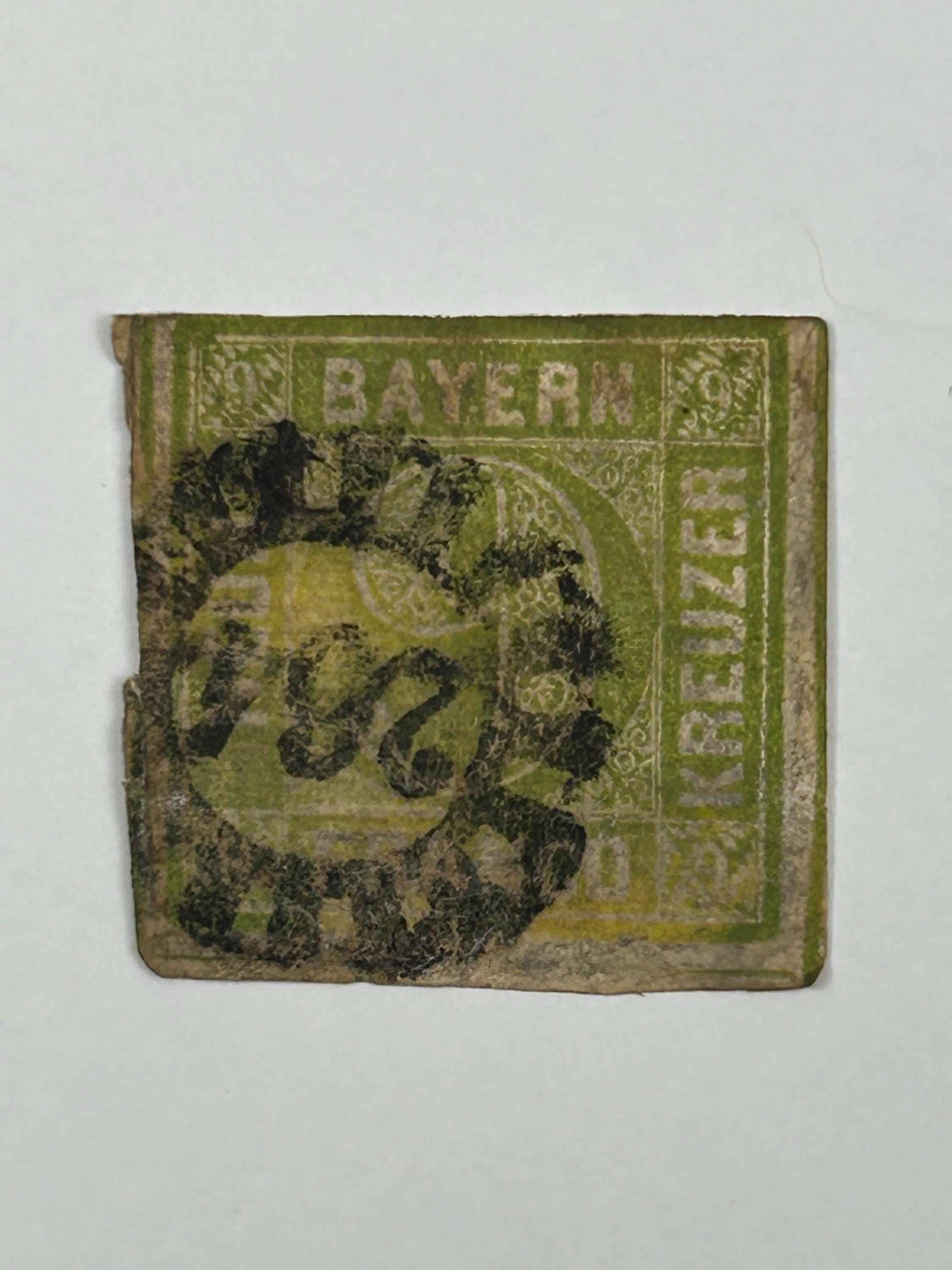 Briefmarke 9 Kreuzer gestempelt Bayern um 1850 Briefmarkensammlung antik Altdeutschland Philatelie Postwertzeichen alt Briefmarkensammler