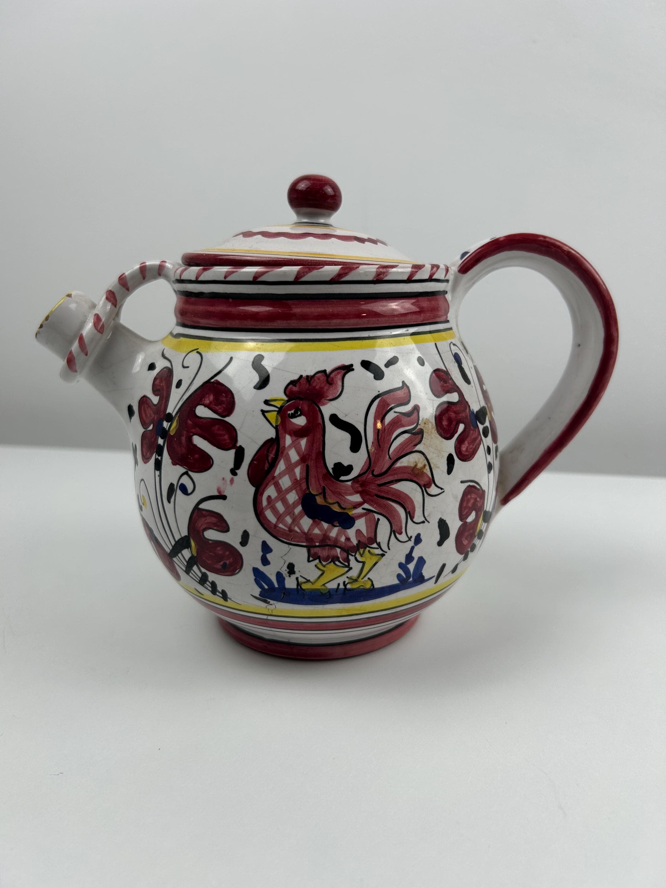 Ölkanne italienisch Kanne Höhe 17cm 6,69in Hahn Krug Hühner retro Deko Hennen Dekoration vintage Einrichtung Wohnen thrift Einrichtungsidee