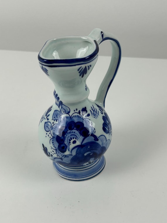 DELFT Krug 13cm Blau-Weiß Handbemalt Antik