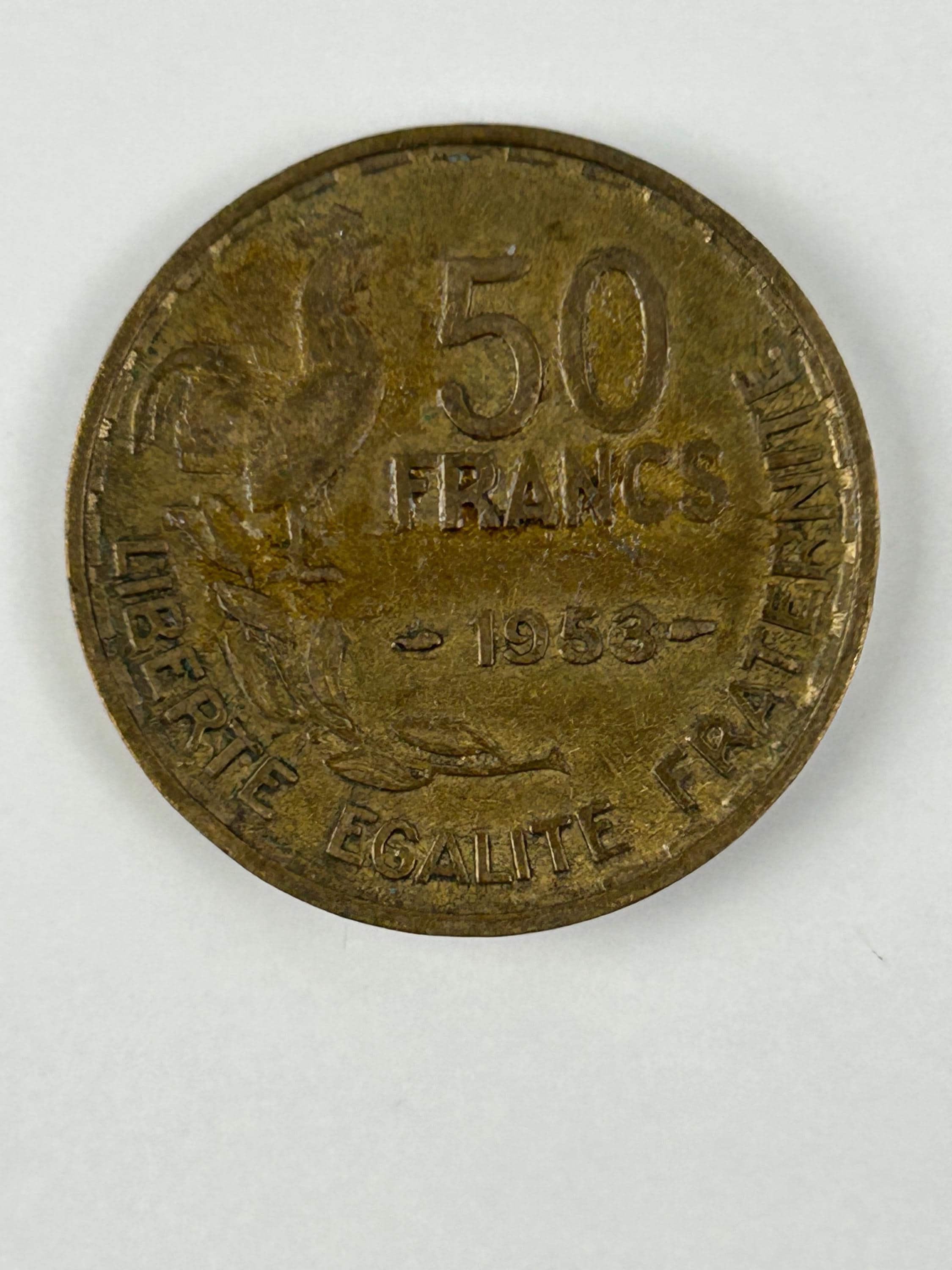 Münze 50 Francs 1953 Frankreich Münzen Sammler vintage Münzsammlung Münzsammler numismatik Münzen sammlen