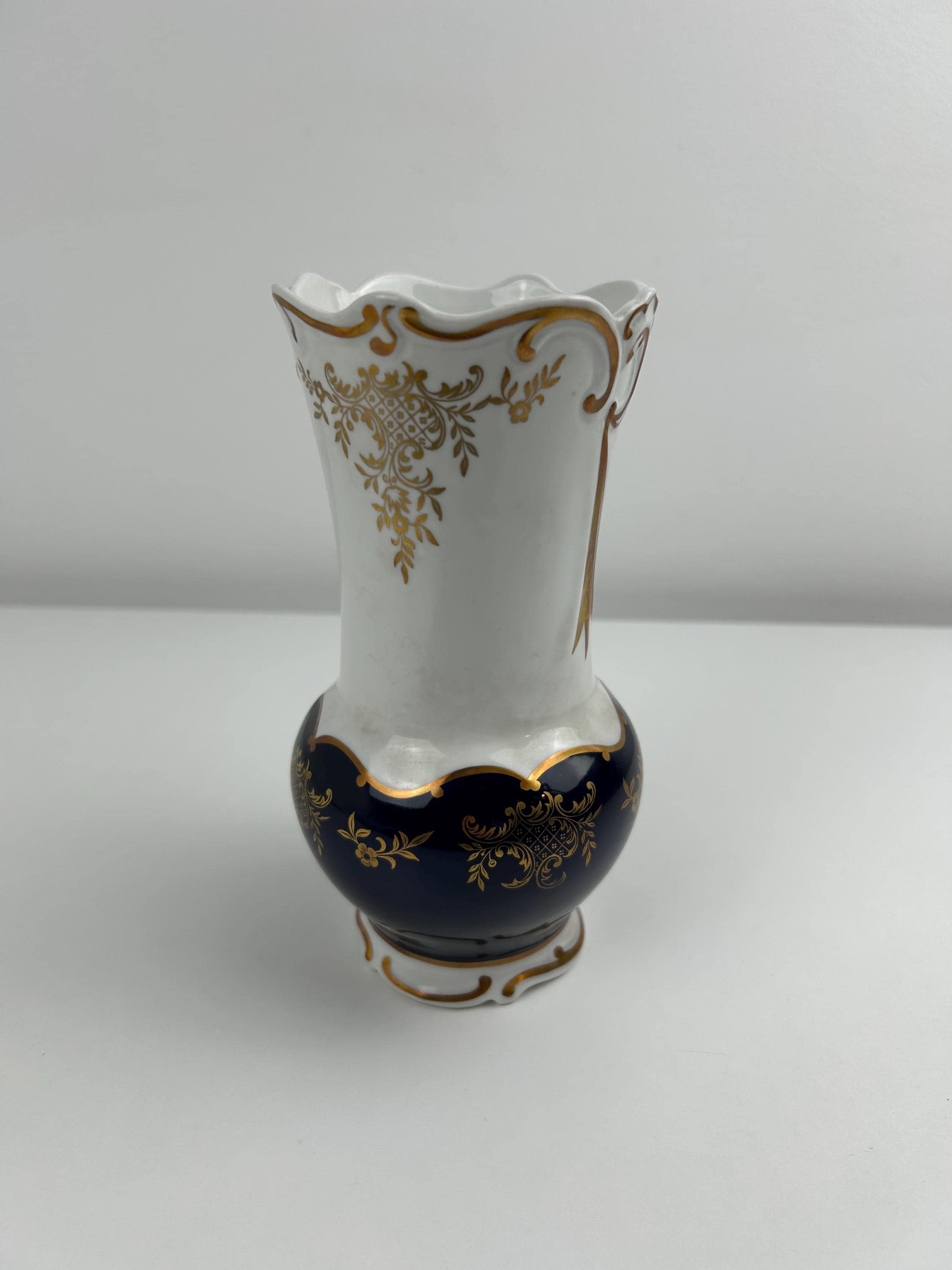Vase Blumenvase Weimar Porzellan Kobalt Einrichtung graublau Dekoration