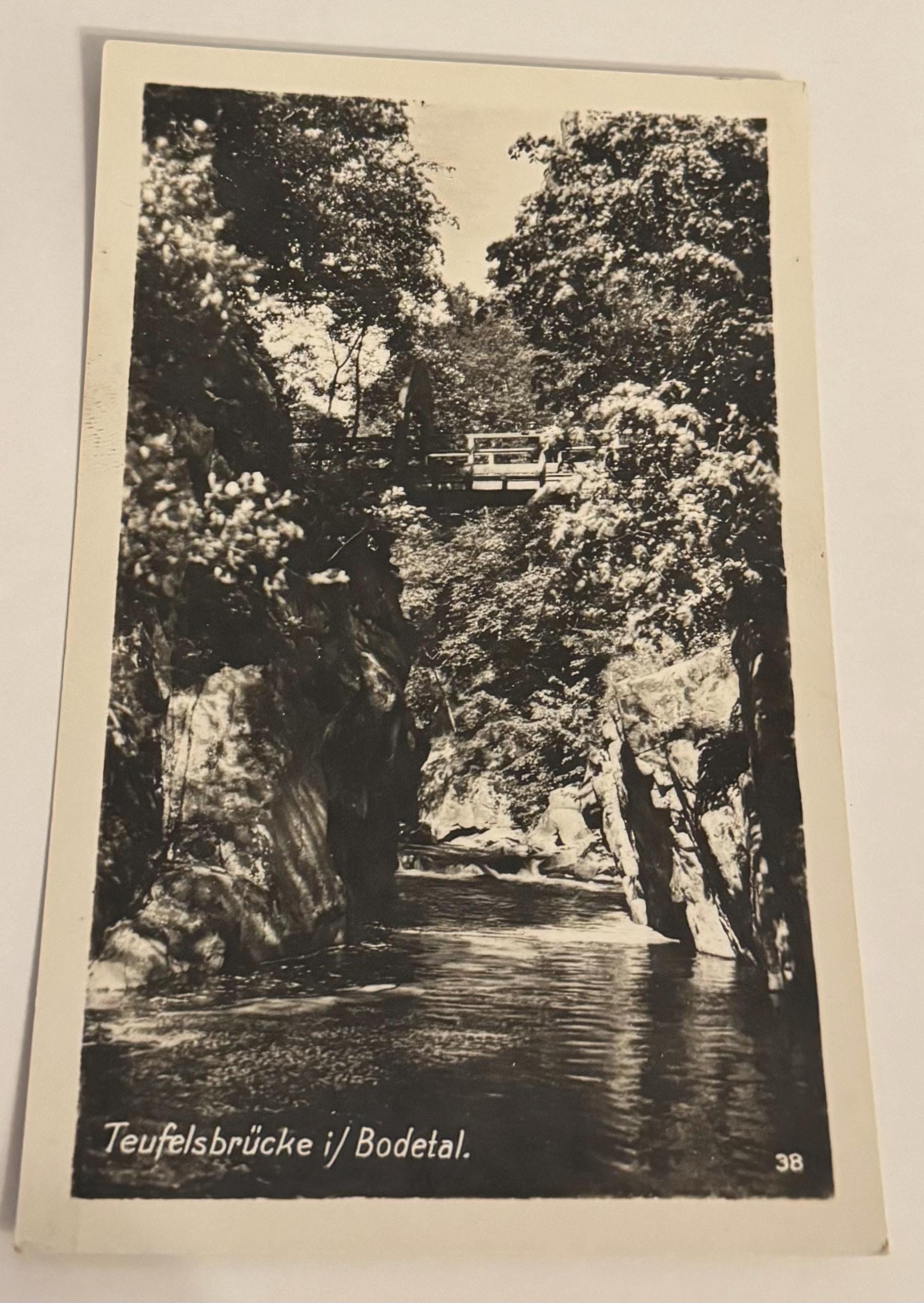 Postkarte Teufelsbrücke Bodetal vintage Postkarte Künstlerkarte alt Ansichtskarte Sammler Karten Sammlung retro Postkartensammlung thrift