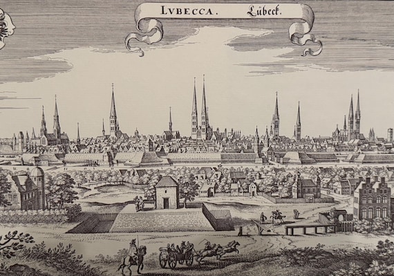 Stadtplan Lübeck Antik 43x30cm
