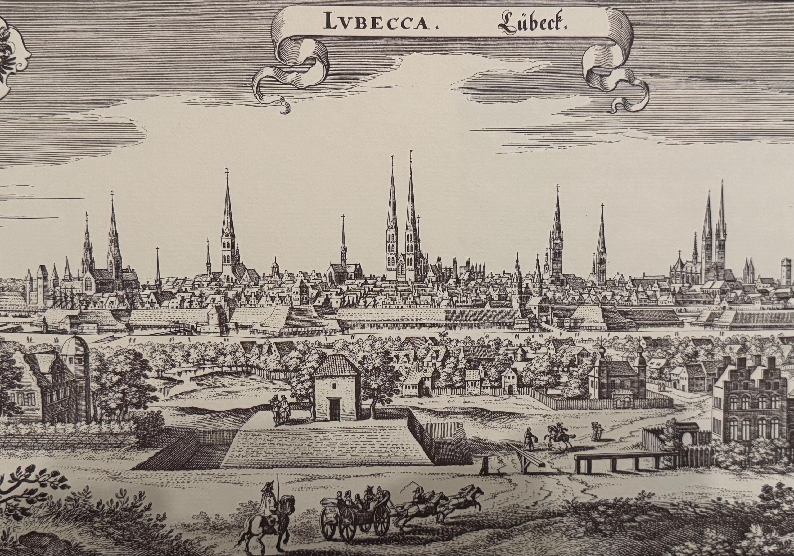 Stadtplan Lübeck vintage Kunstdruck | Antike Landkarte Wanddeko Historisches Bild Wohnzimmer Dekoration Landkarte alt
