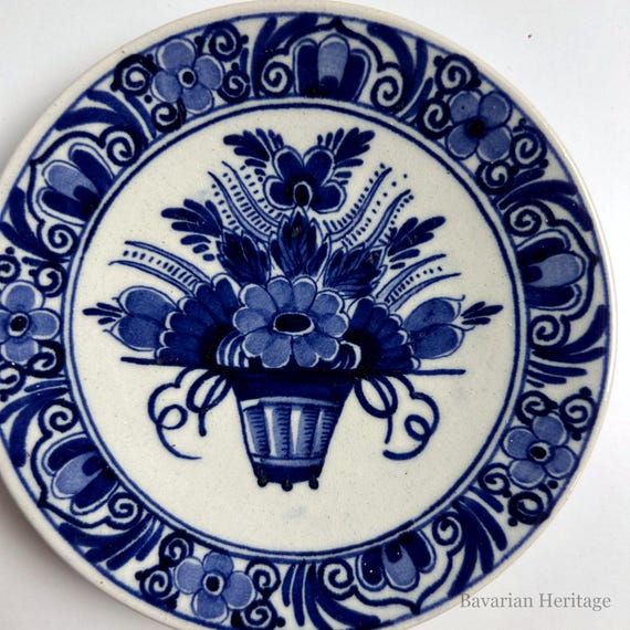 Delfts Blauw Raam Mini Wandteller Vase Blumen 11,5 cm