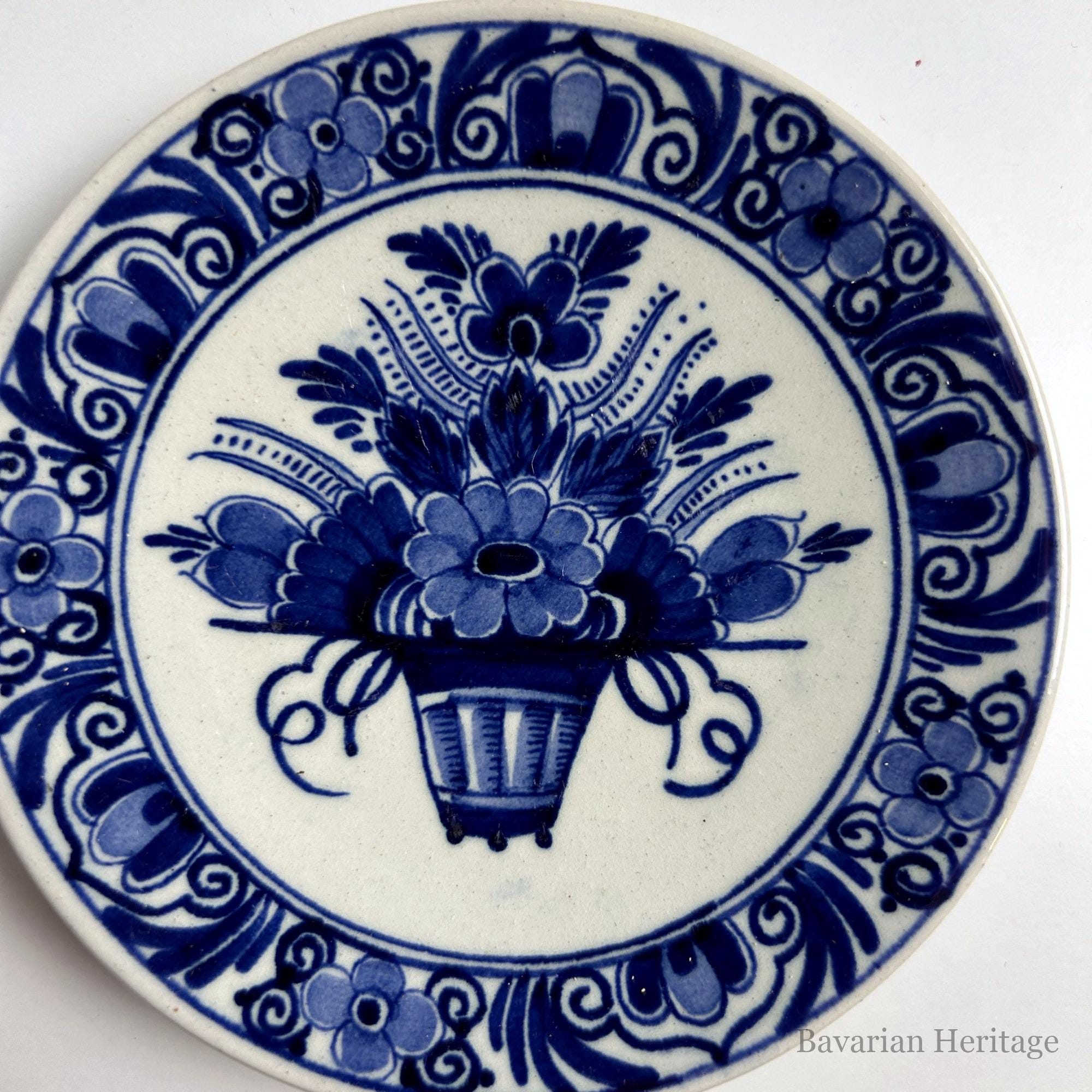 Delfts Blauw Raam Mini Wall Plate Vase Flowers 11.5 cm