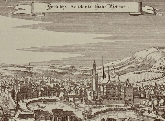 Antike Stadtansicht Weimar 1650 Matthäus Merian