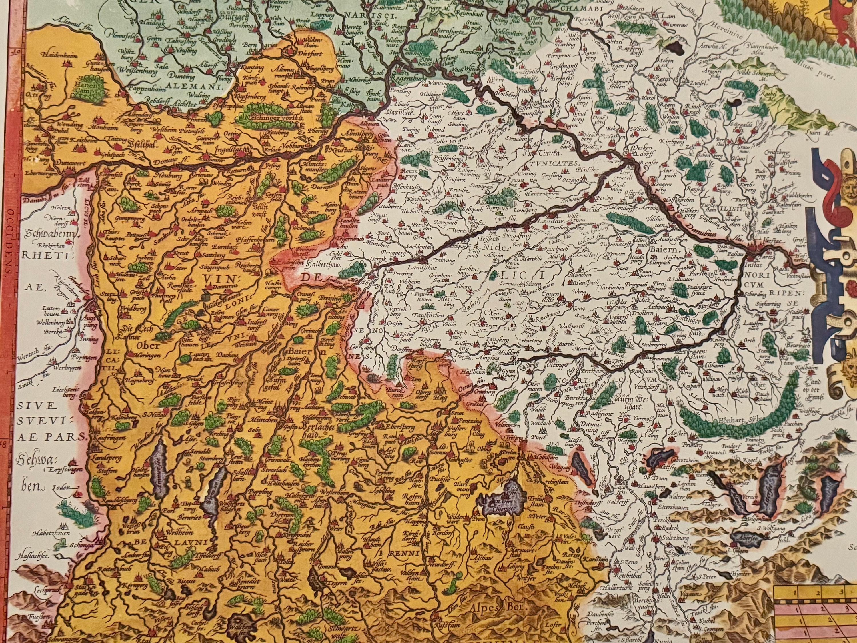 Vintage Karte Bayern vintage Kunstdruck | Antike Landkarte Wanddeko Historisches Bild Wohnzimmer Dekoration Landkarte alt