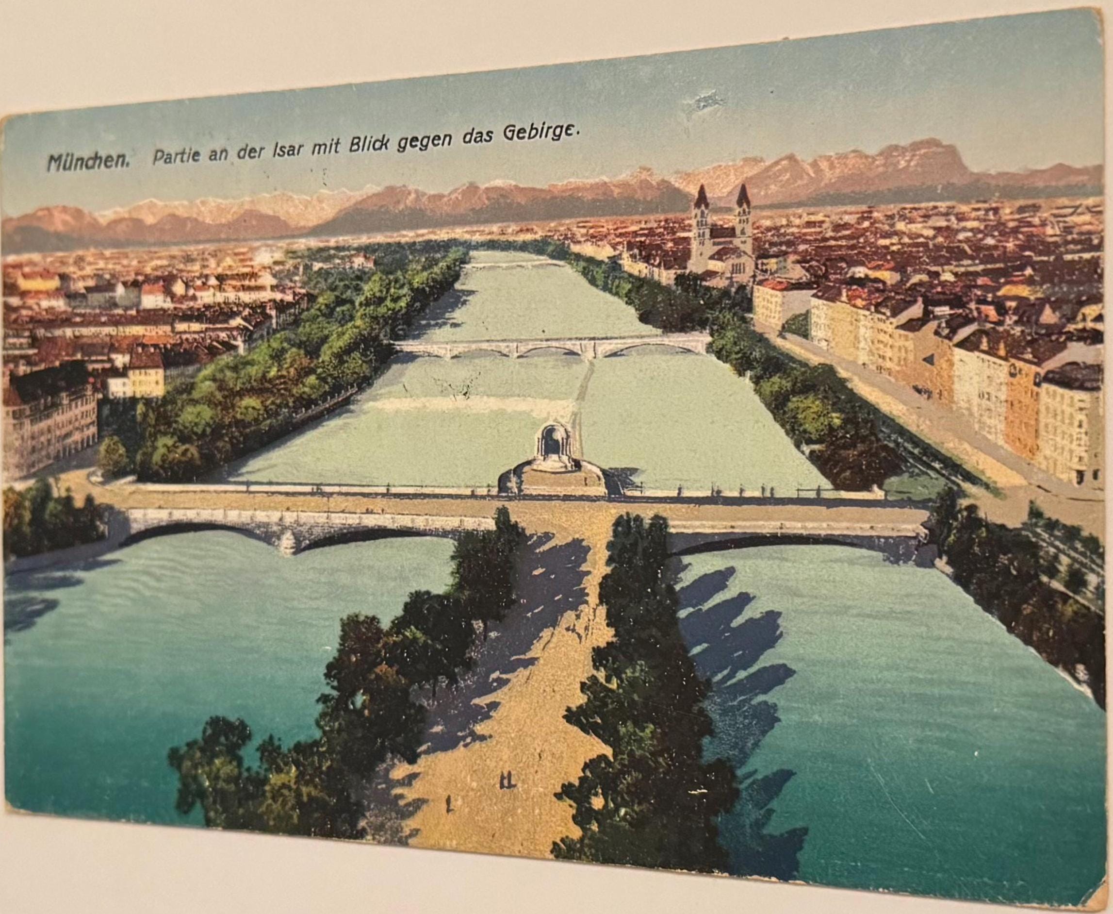 Antike Postkarte Partie Isar München Künstlerkarte Ansichtskarte Sammler KartenSammlung retro Postkartensammlung thrift Postkarten alt
