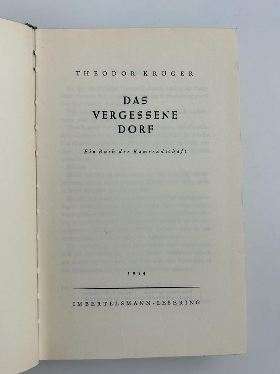 Buch Vintage Vergessenes Dorf Theodor Krüger 1954