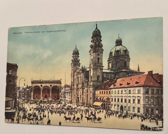 Vintage Postkarte München Odeonsplatz Künstlerkarte