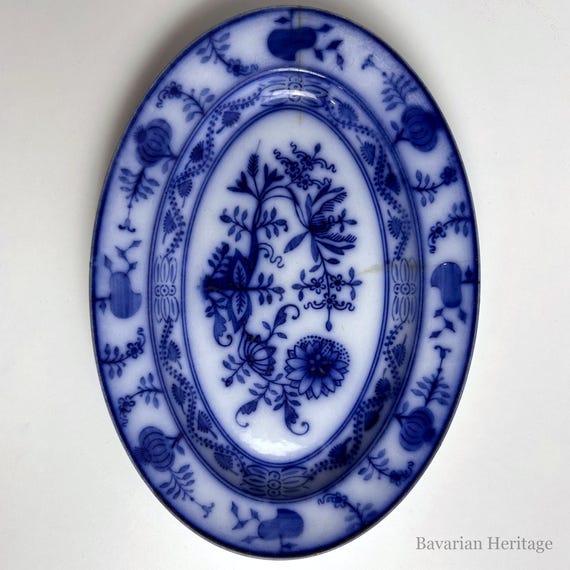 Villeroy & Boch Dresden Ovalplatte Blau 23x16 cm Beschädigt