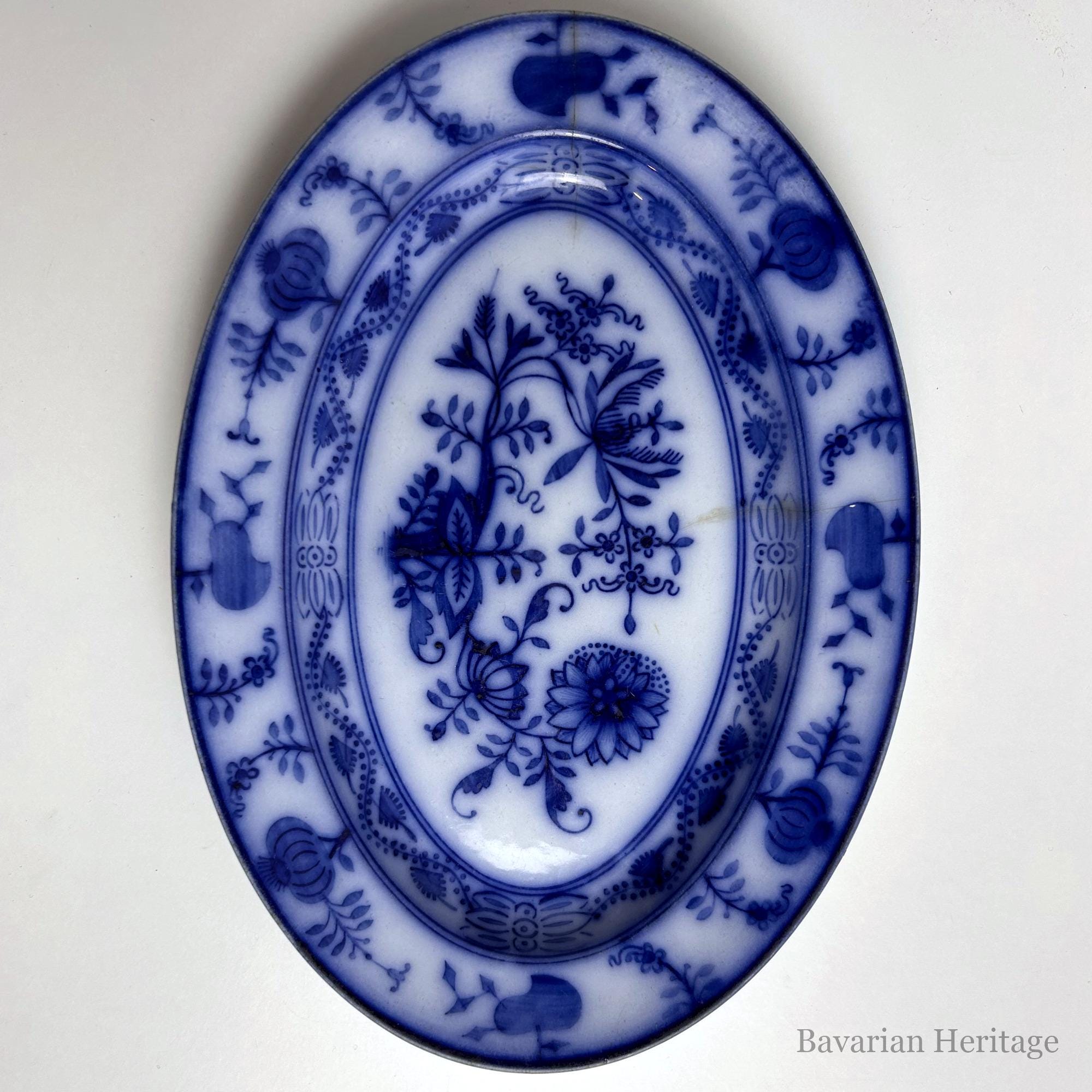 Villeroy & Boch Dresden plat ovale bleu 23 x 16 cm endommagé