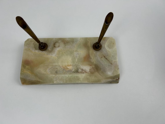 Stiftehalter Onyx Grün Marmor Vintage