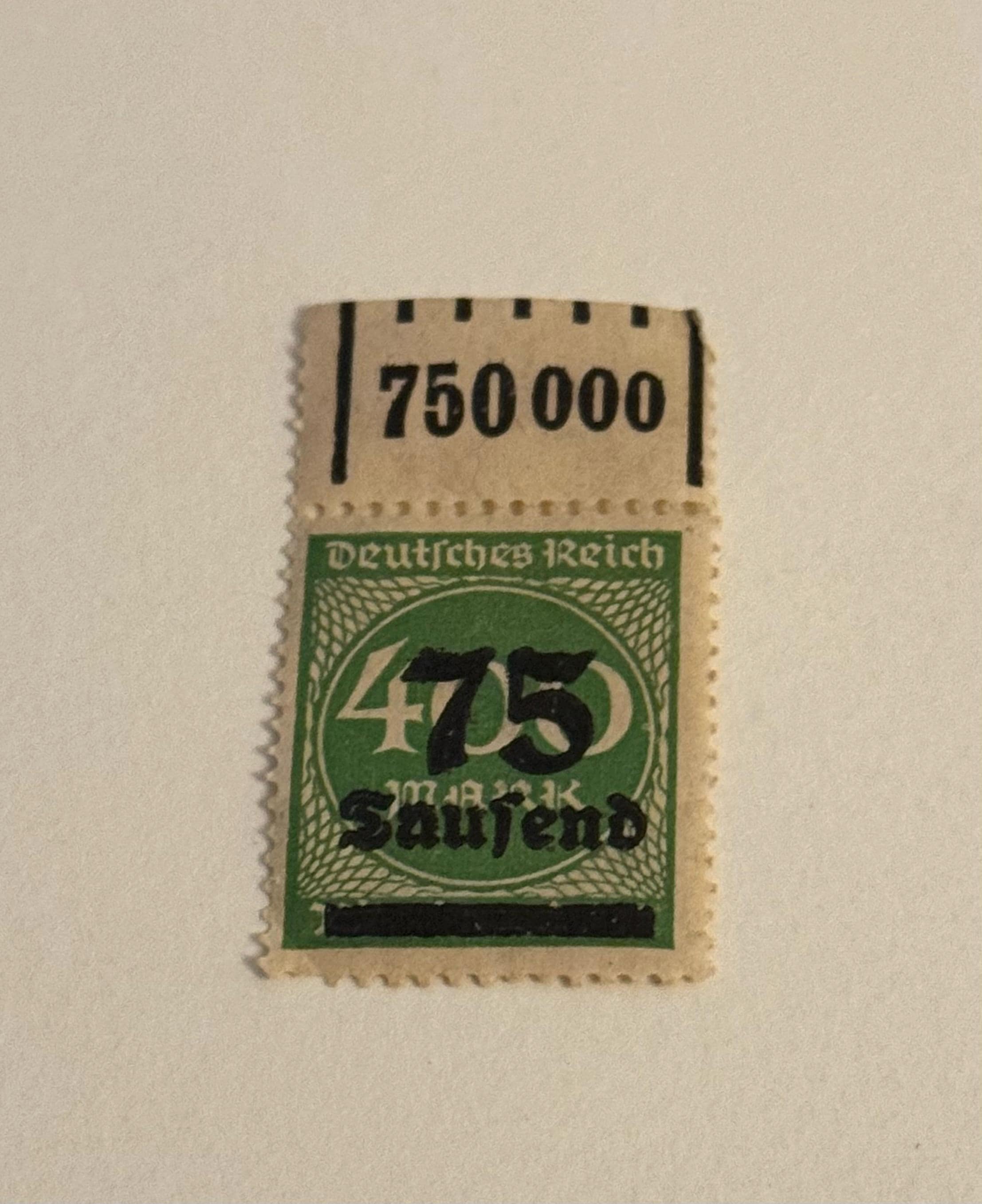 Antike Deutsches Reich Inflationsmarke mit Oberrand Ungestempelt Freimarke Briefmarkensammler Briefmarkensammlung Philatelie Altdeutschland