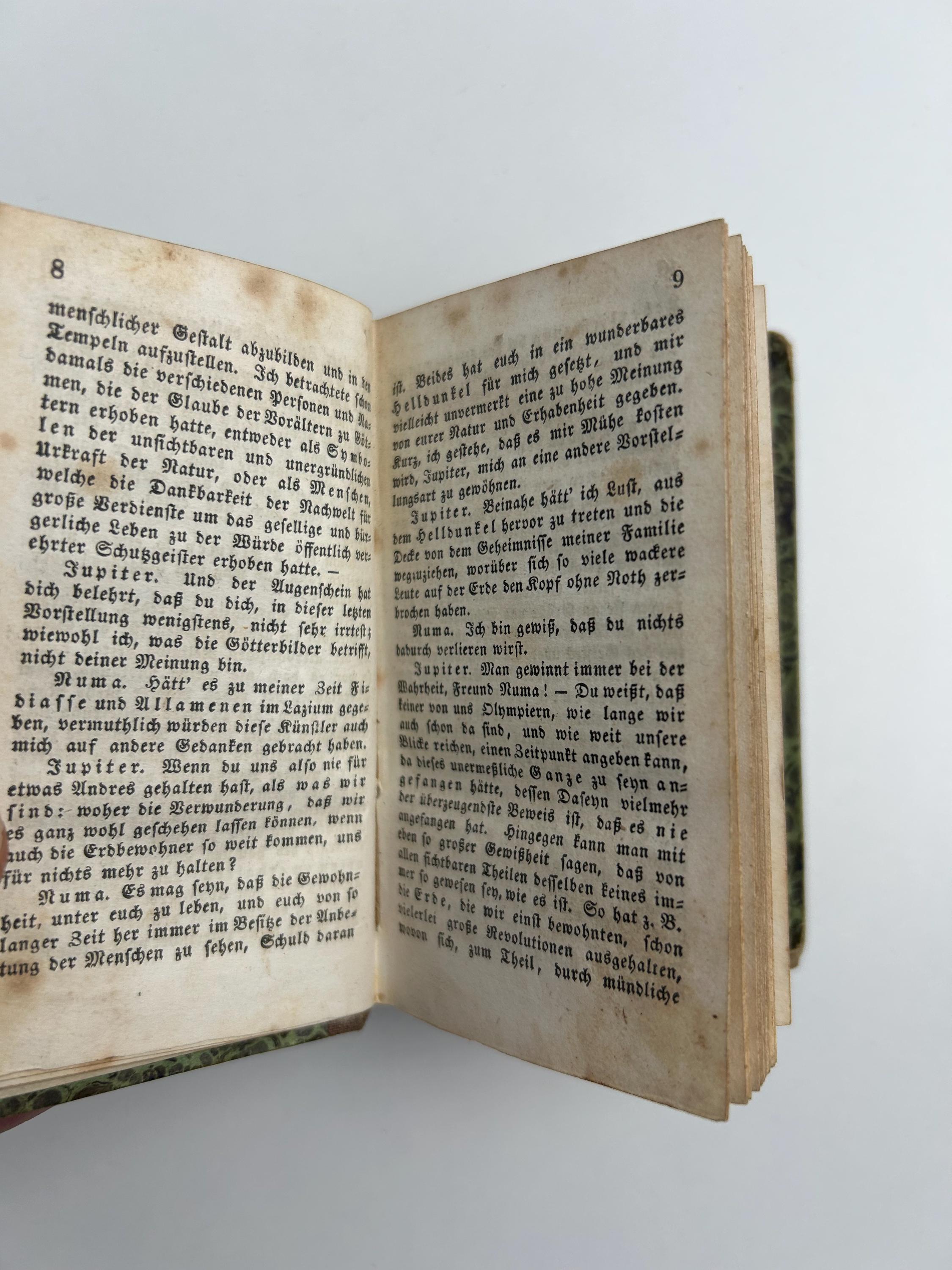 Antikes Buch Miniatur-Bibliothek Wieland, 5. Teil Aufsätze Aphorismen Hildburghausen und Philadelhphia 1843