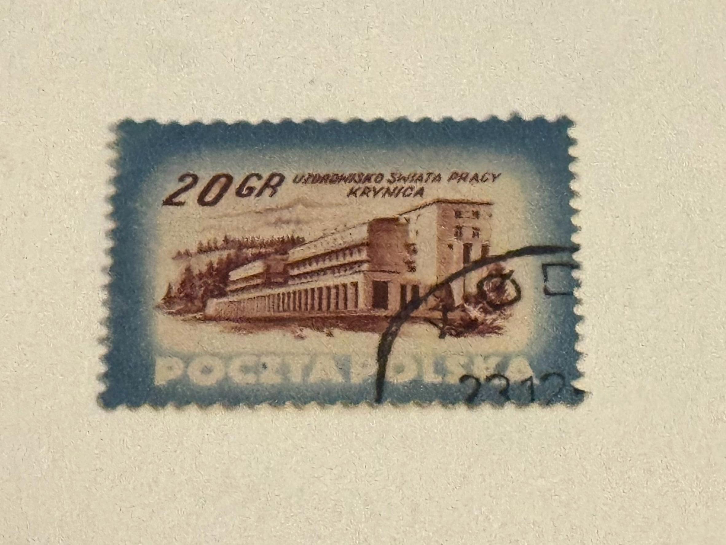 Vintage Briefmarke Polen Poczta Polska Kurort Krynica Sanatorium Patria gestempelt Briefmarkensammlung Philatelie alt Briefmarkensammler