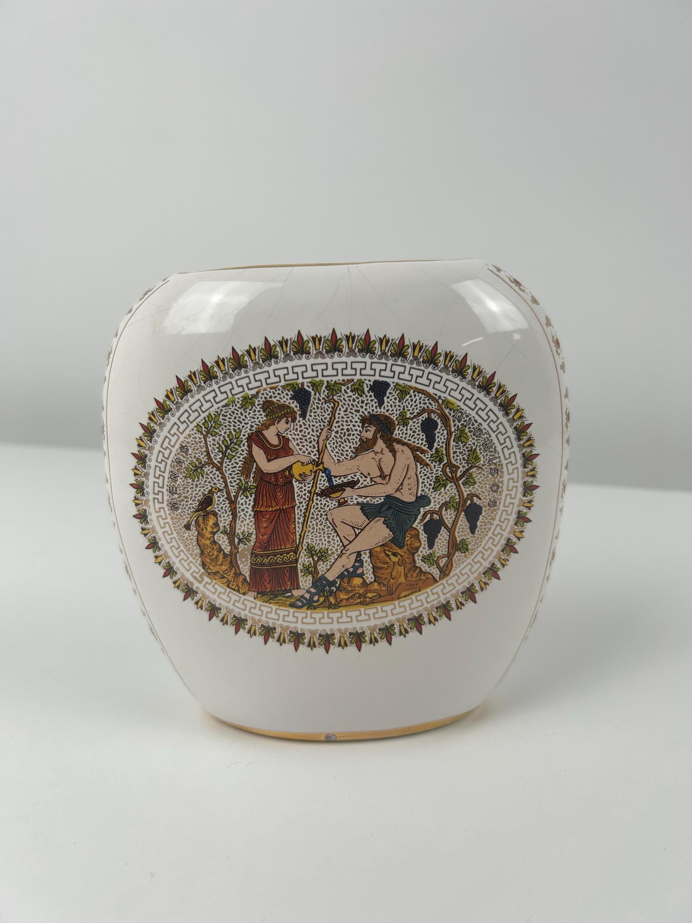 Porzellanvase griechischer Stil retro Vase goldrand Keramik Griechenland Blumenvase weiß gold Dekoration retro Wohnen Einrichtung