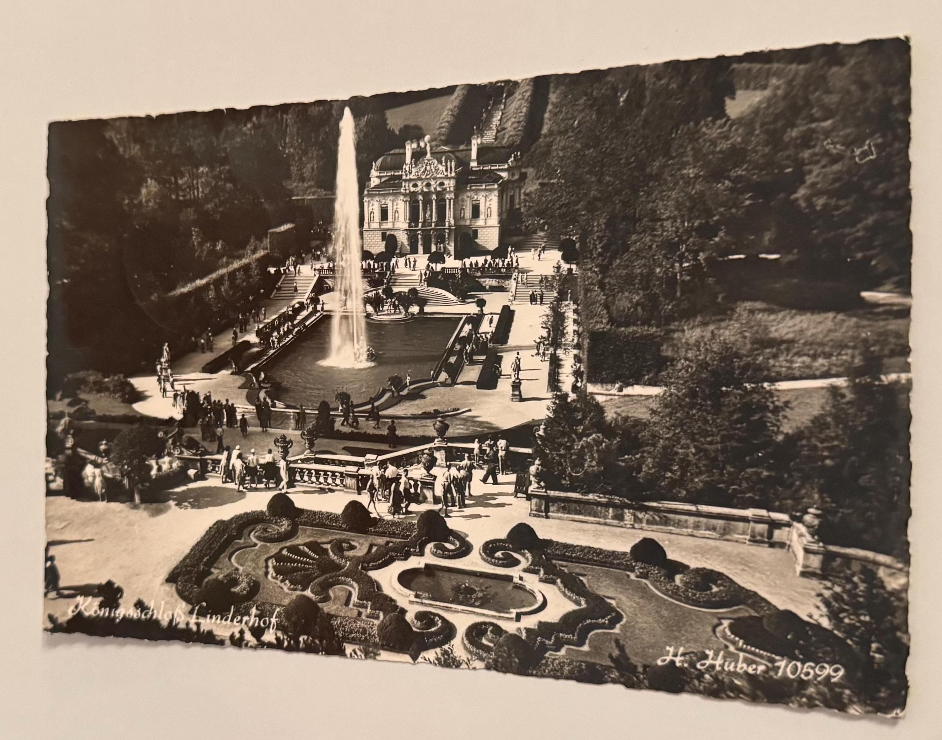 Postkarte Linderhof Palast Postcard vintage Postkarte Künstlerkarte Ansichtskarte Sammler Karten Sammlung retro Postkartensammlung