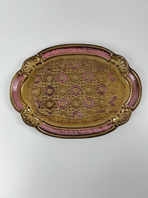 Florentiner Tablett Rosagold Italienisch Vintage 20x30cm