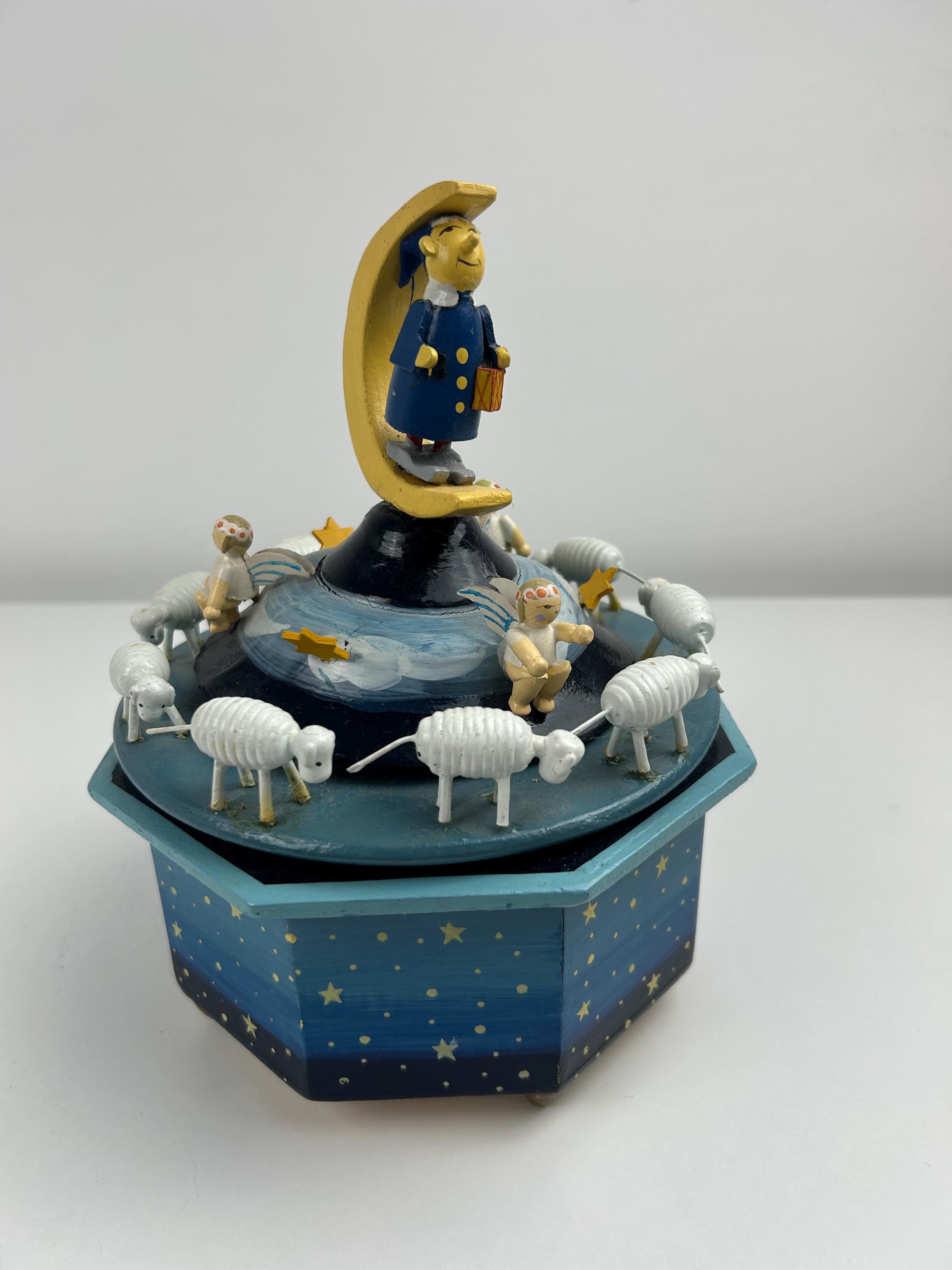 Spieluhr alt "Mann im Mond" vintage Spieldose Handarbeit Geschenk Einrichtung Dekoration Deko