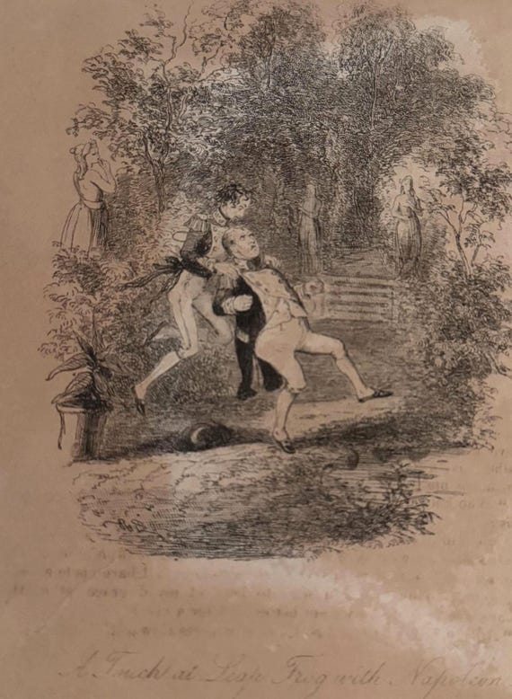 Illustration A Touch at Leap Frog with Napoleon von Phiz